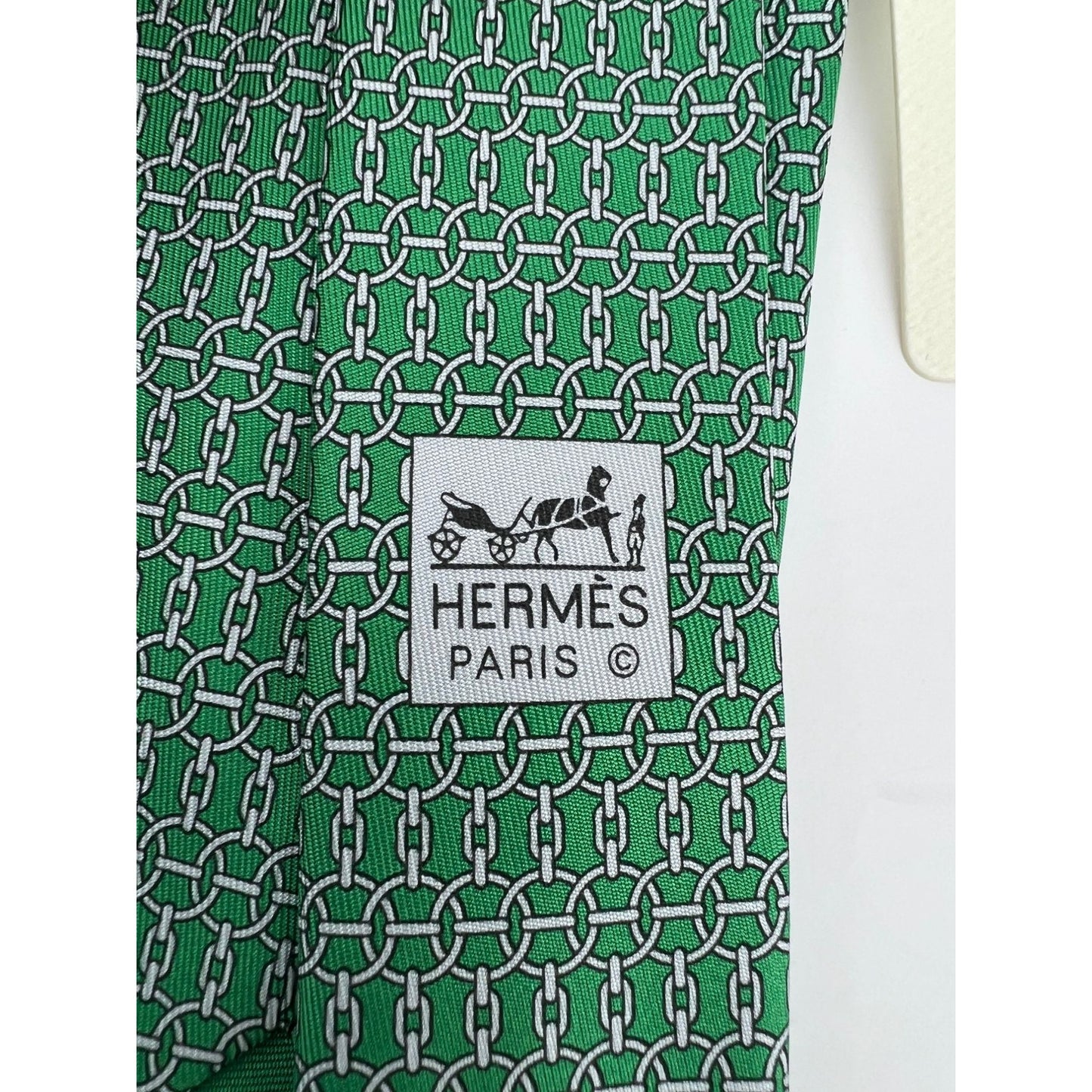 
                  
                    Hermes Cravate Twill Silk Green Tie Geometric
                  
                