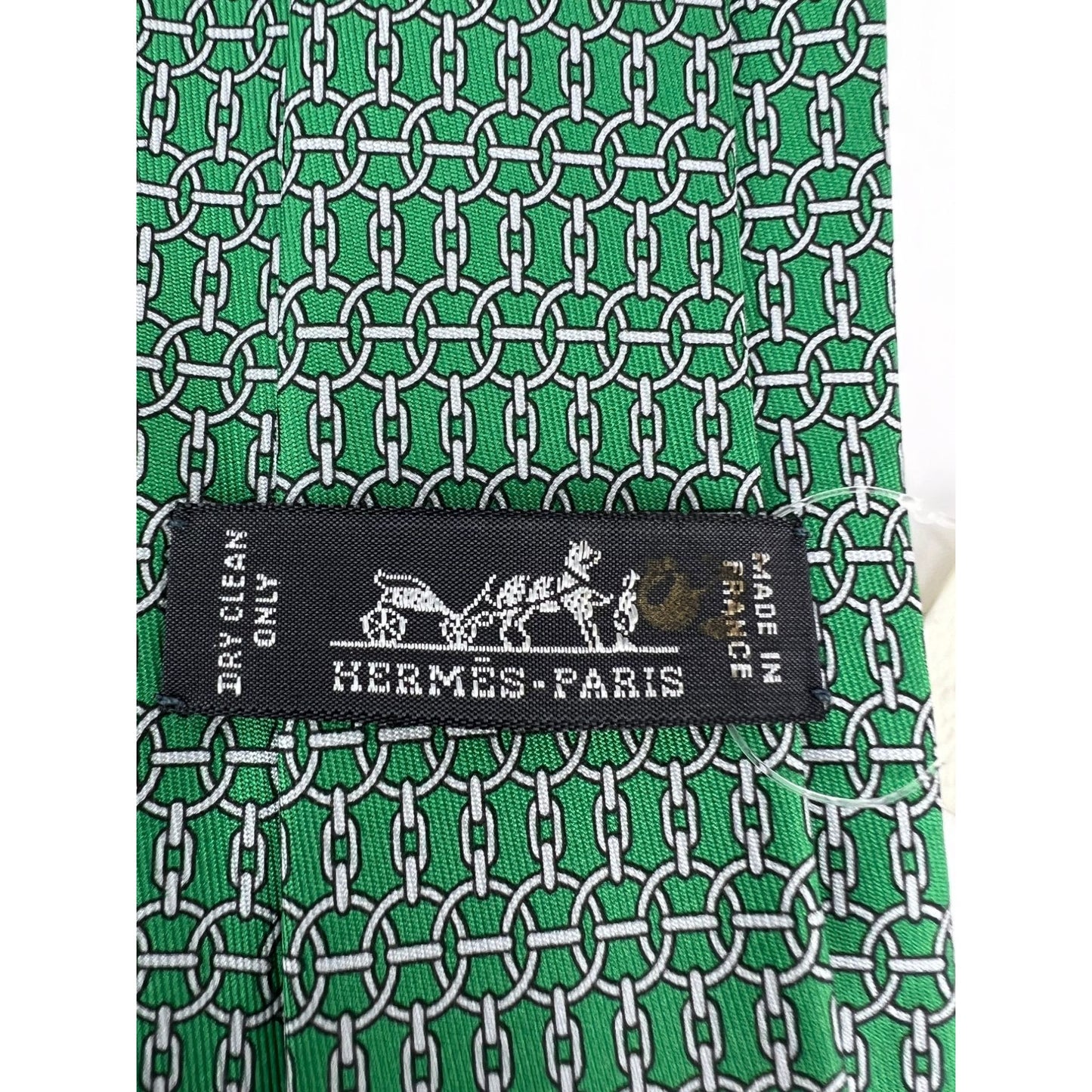
                  
                    Hermes Cravate Twill Silk Green Tie Geometric
                  
                