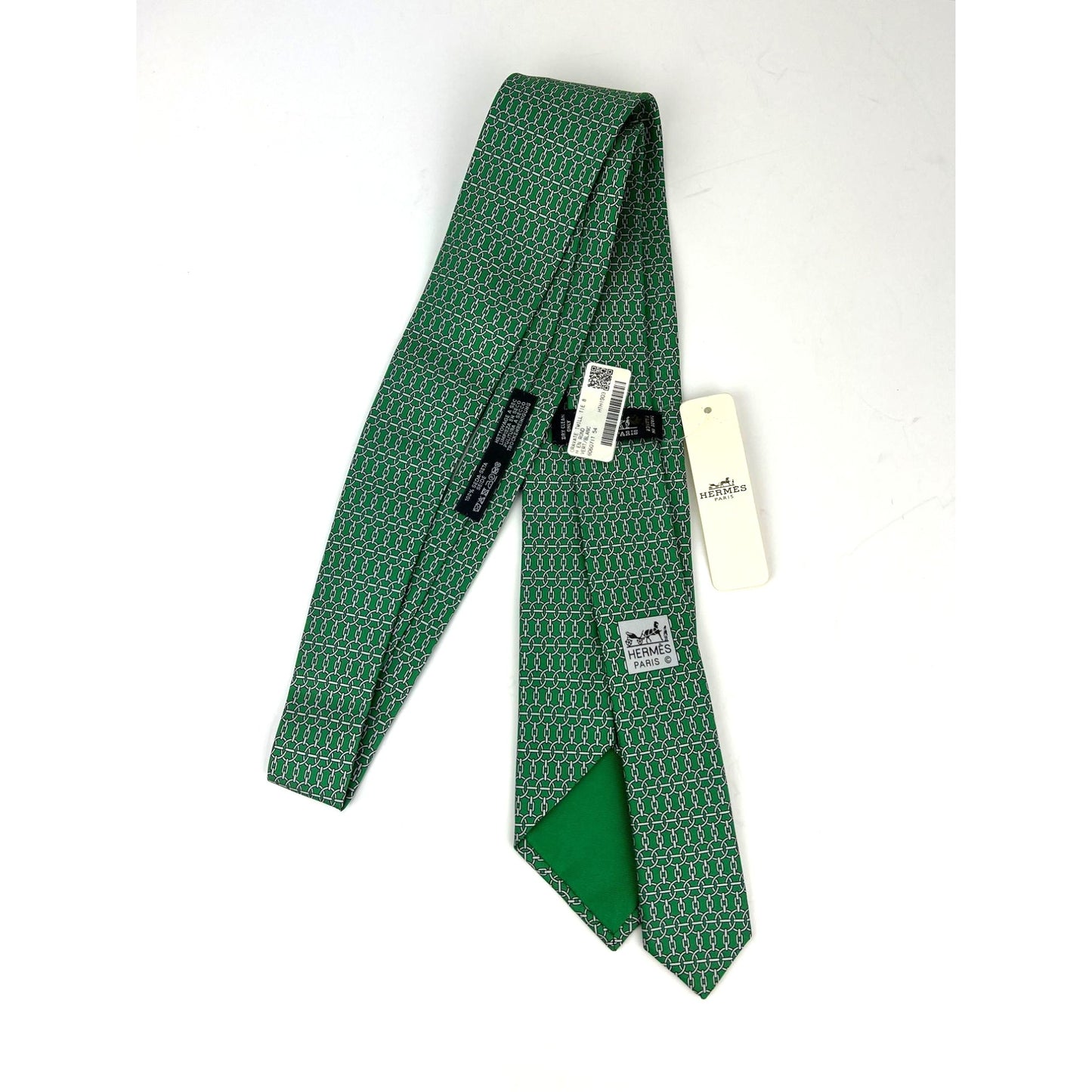
                  
                    Hermes Cravate Twill Silk Green Tie Geometric
                  
                