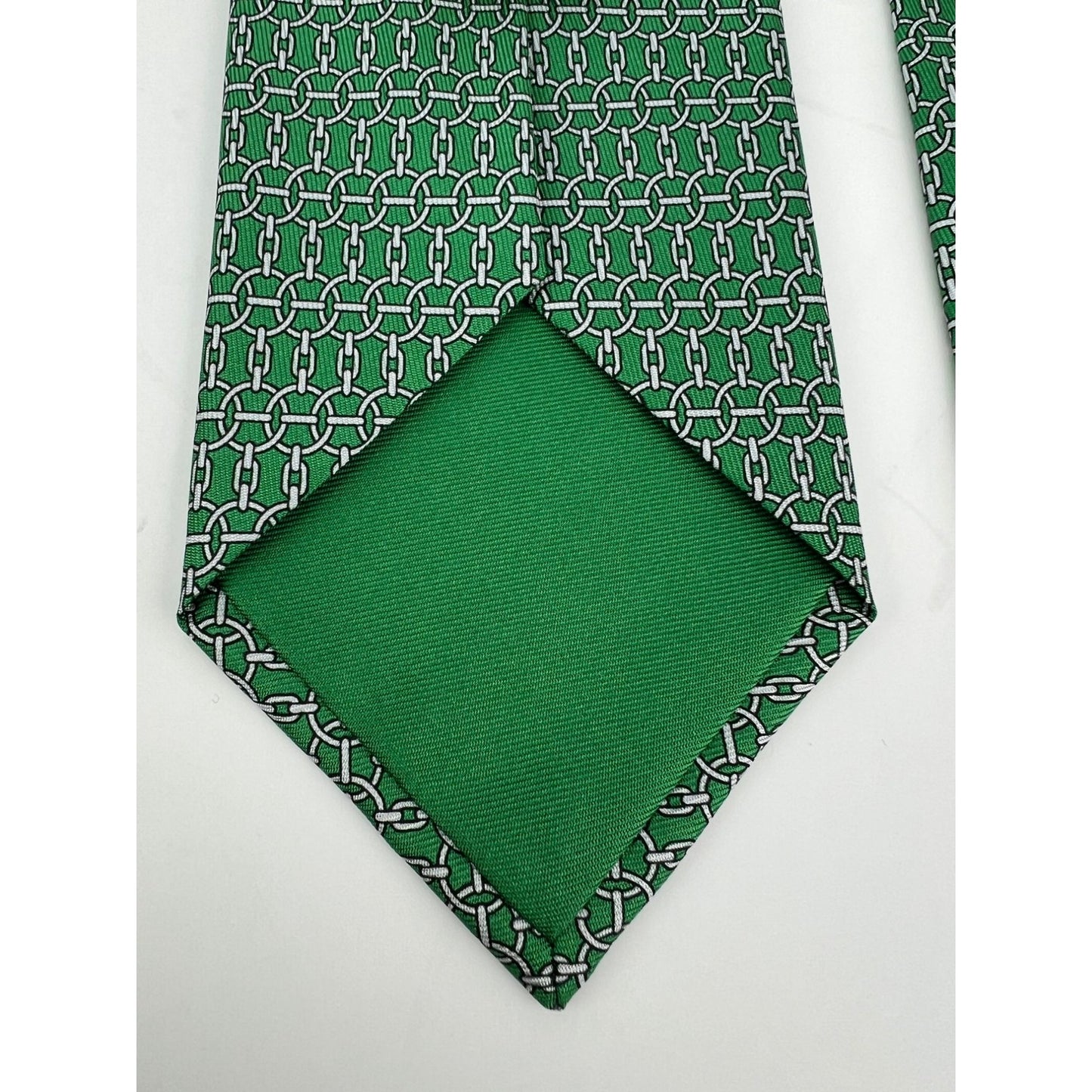 
                  
                    Hermes Cravate Twill Silk Green Tie Geometric
                  
                