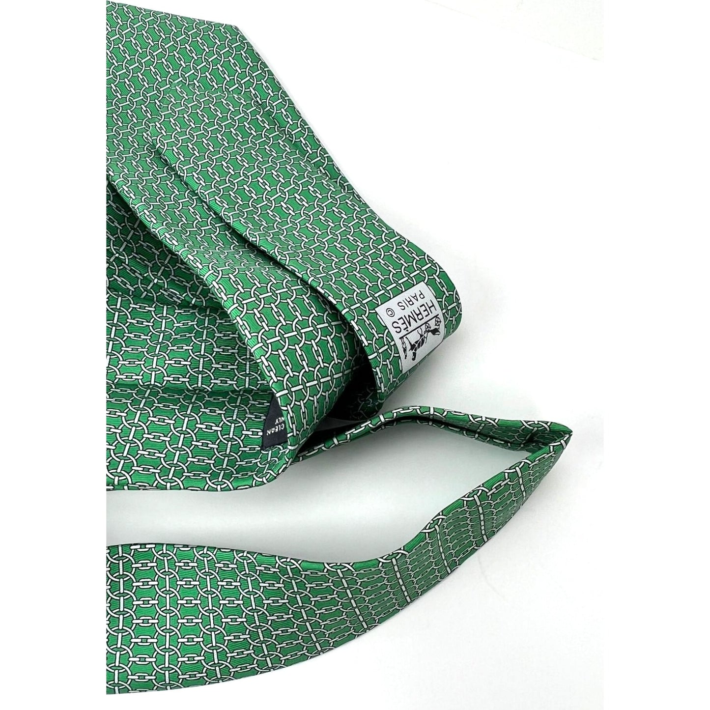 
                  
                    Hermes Cravate Twill Silk Green Tie Geometric
                  
                