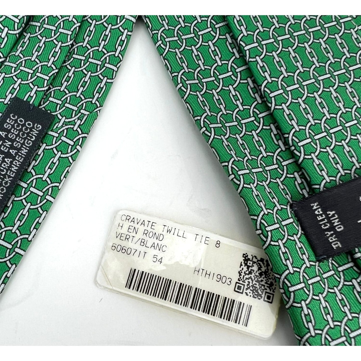 
                  
                    Hermes Cravate Twill Silk Green Tie Geometric
                  
                