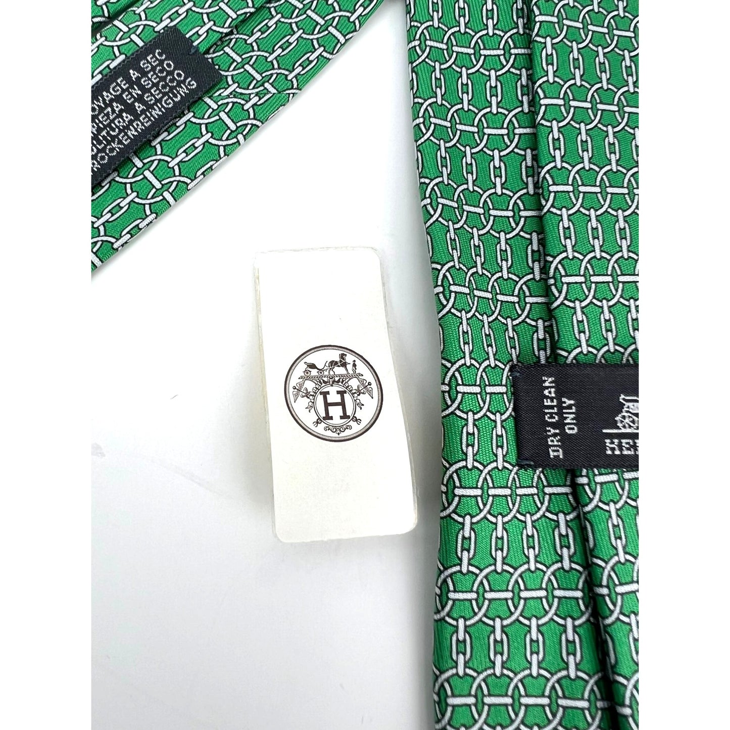 
                  
                    Hermes Cravate Twill Silk Green Tie Geometric
                  
                