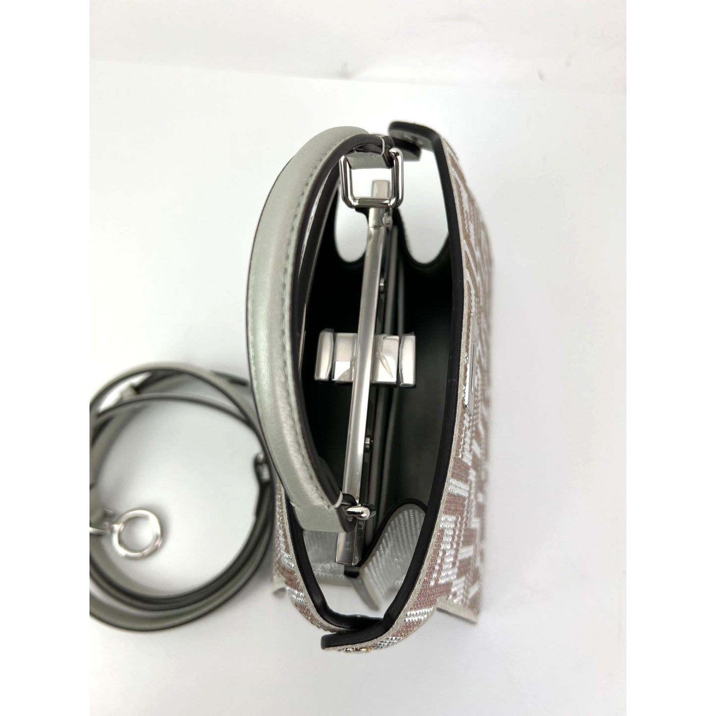 
                  
                    Fendi Peekaboo Vitello Laminato Ff Petite I See U Satchel Crystal Bag
                  
                