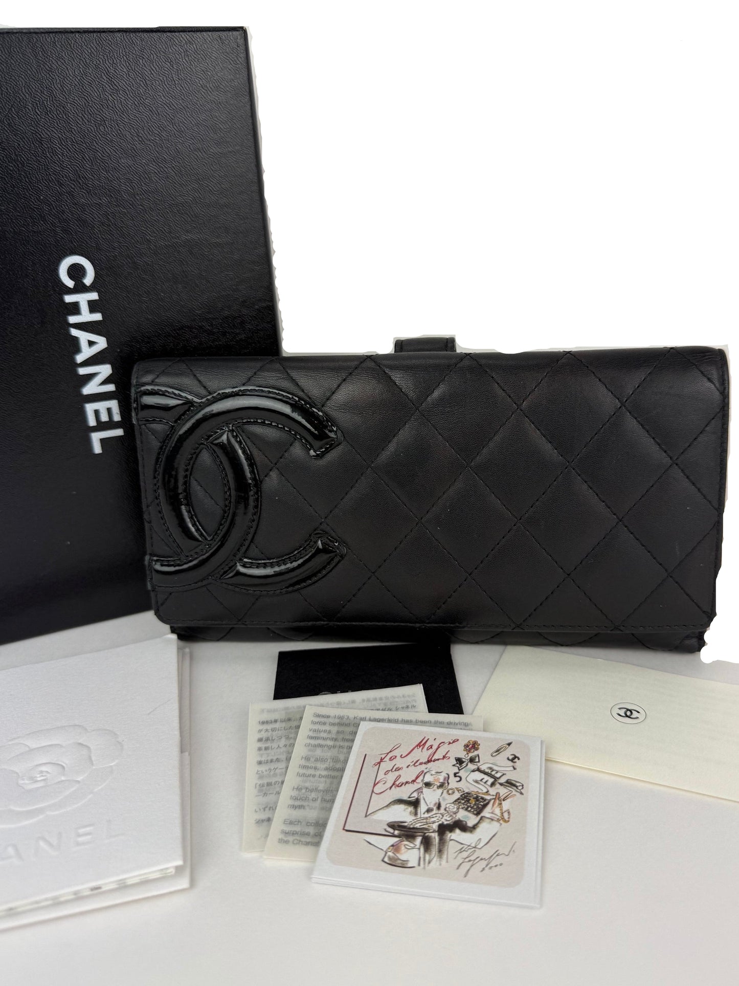 
                  
                    Chanel Cambon Ligne Long Black Smooth Quilted Leather Wallet Clutch
                  
                
