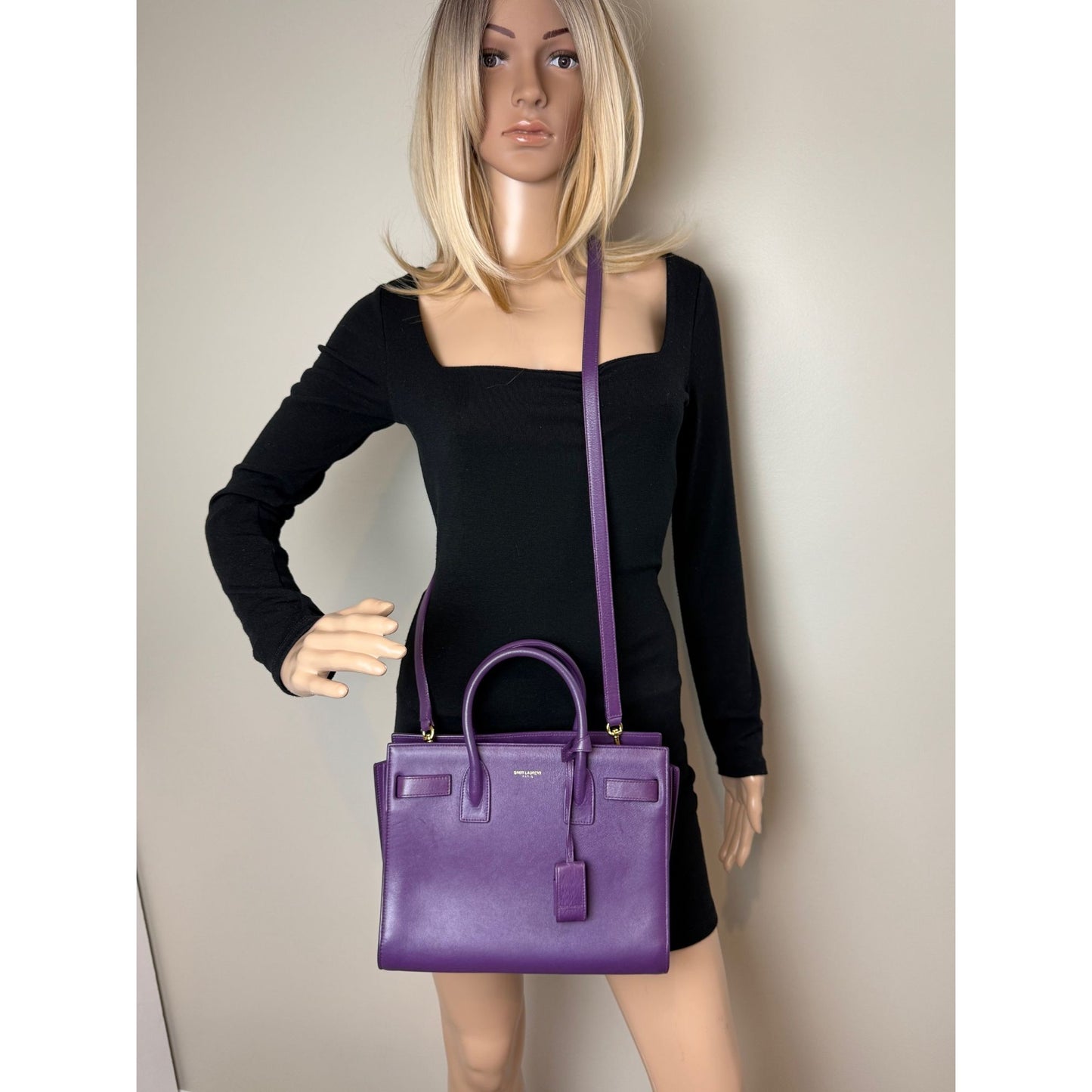 
                  
                    Saint Laurent Sac De Jour Purple Leather Shoulder Bag
                  
                
