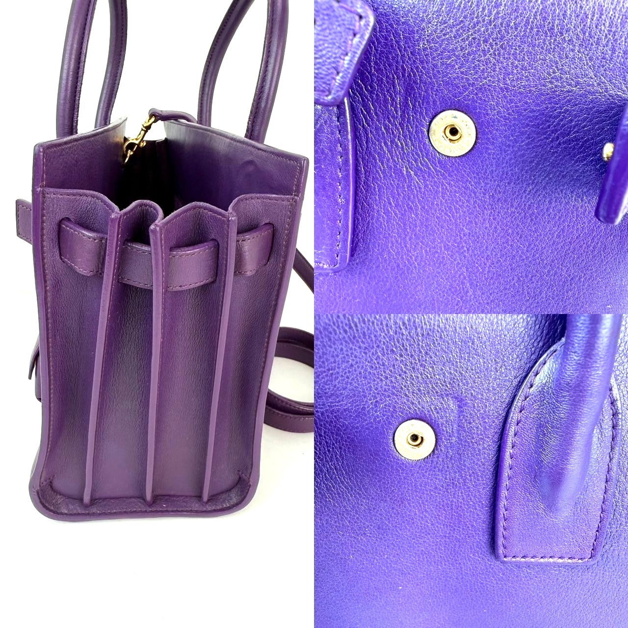 
                  
                    Saint Laurent Sac De Jour Purple Leather Shoulder Bag
                  
                
