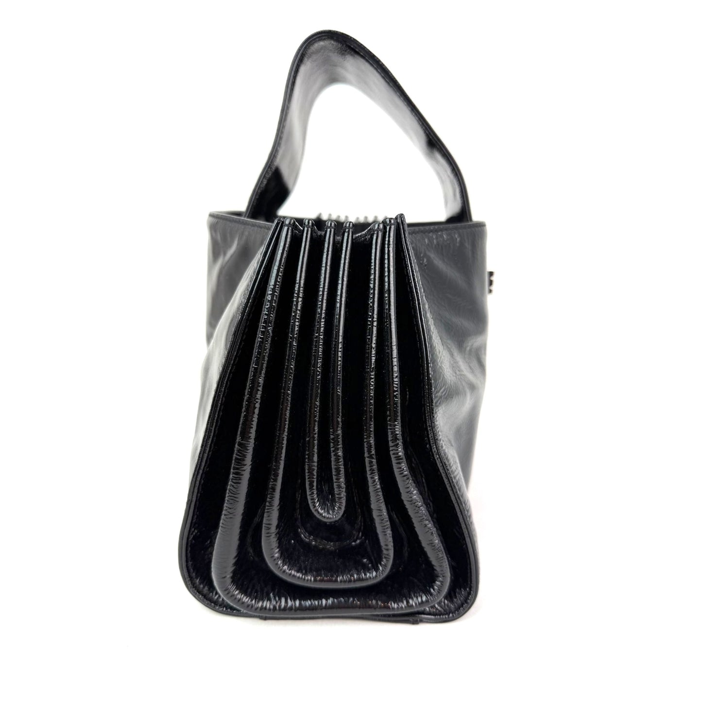 
                  
                    Chanel Patent Mademoiselle lock Convertible Wrist Clutch Black Bag
                  
                