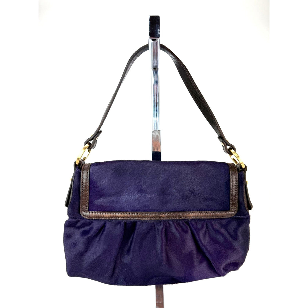 Fendi Calf Hair Small Chef Purple Shoulder Bag