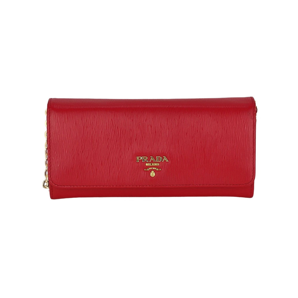 Prada Large Red Saffiano Leather Wallet Clutch Bag