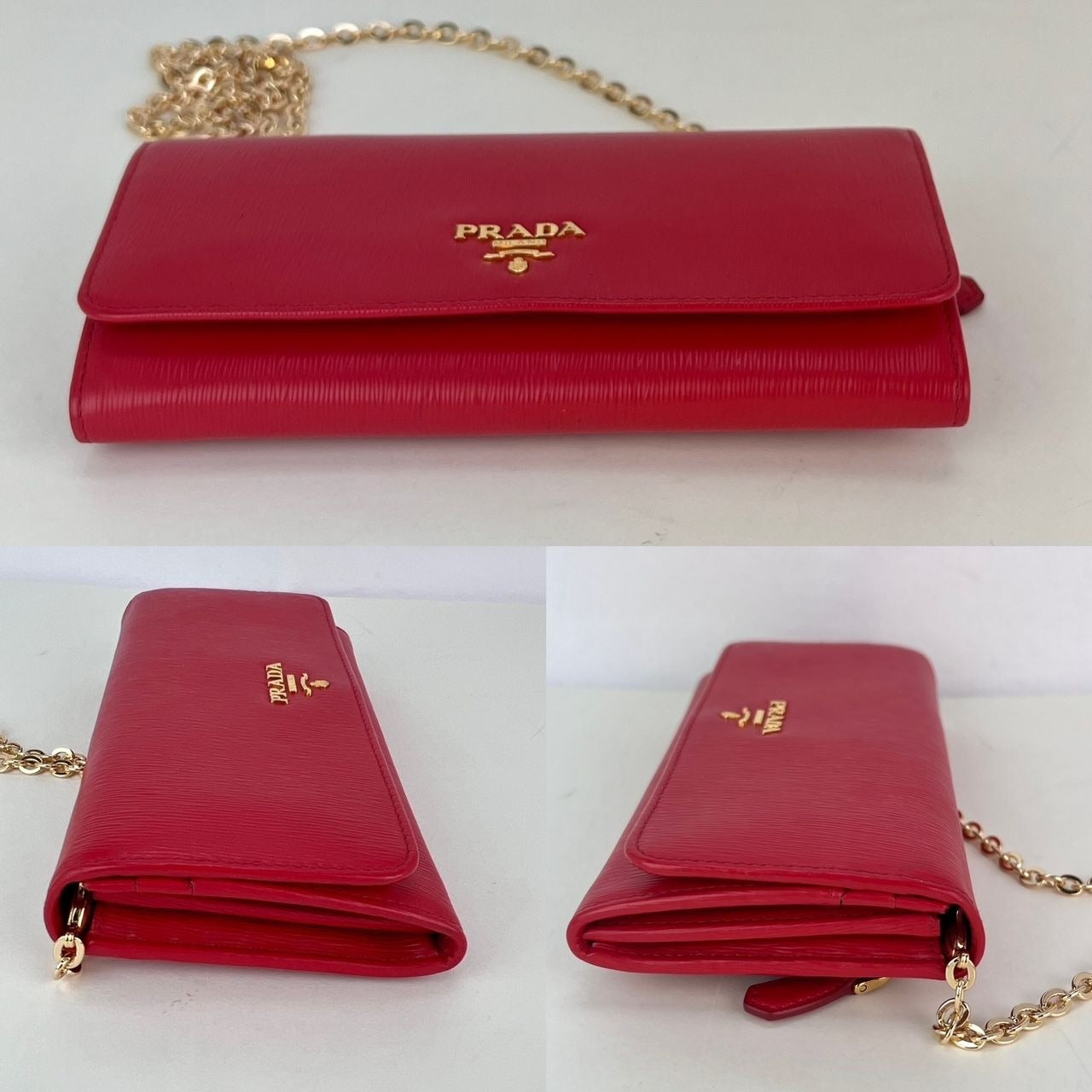 
                  
                    Prada Large Red Saffiano Leather Wallet Clutch Bag
                  
                