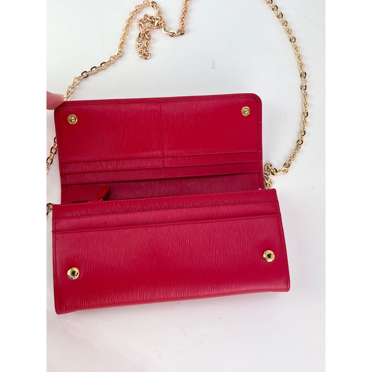 
                  
                    Prada Large Red Saffiano Leather Wallet Clutch Bag
                  
                