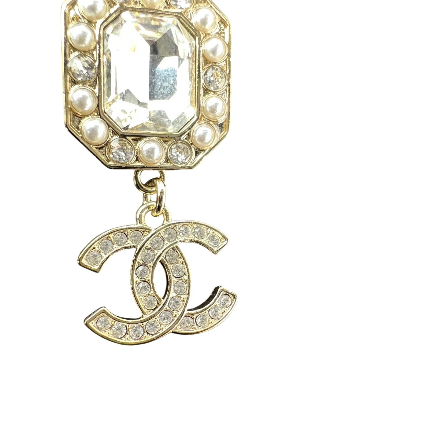 
                  
                    Chanel Gold Tone CC Pearl Crystal Pendant Necklace
                  
                