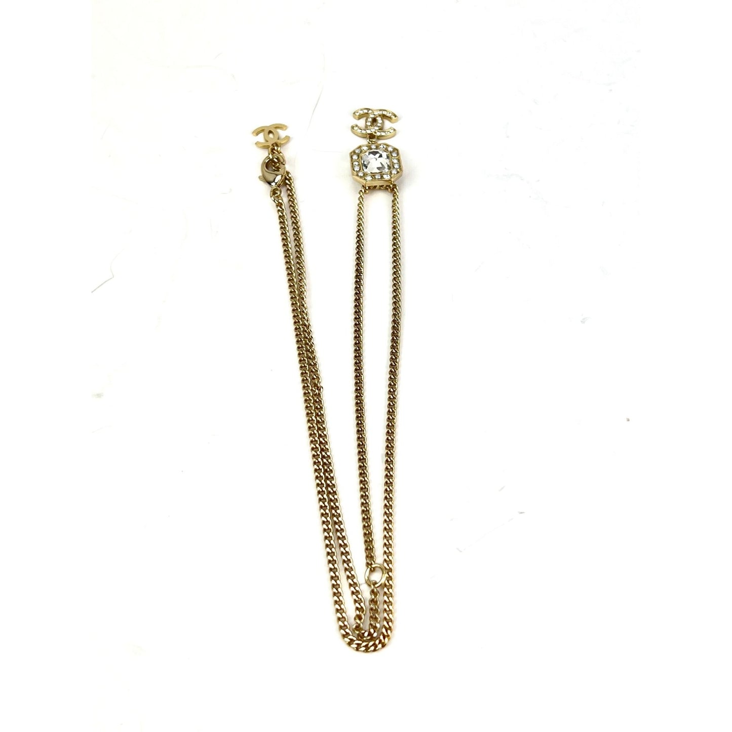 
                  
                    Chanel Gold Tone CC Pearl Crystal Pendant Necklace
                  
                