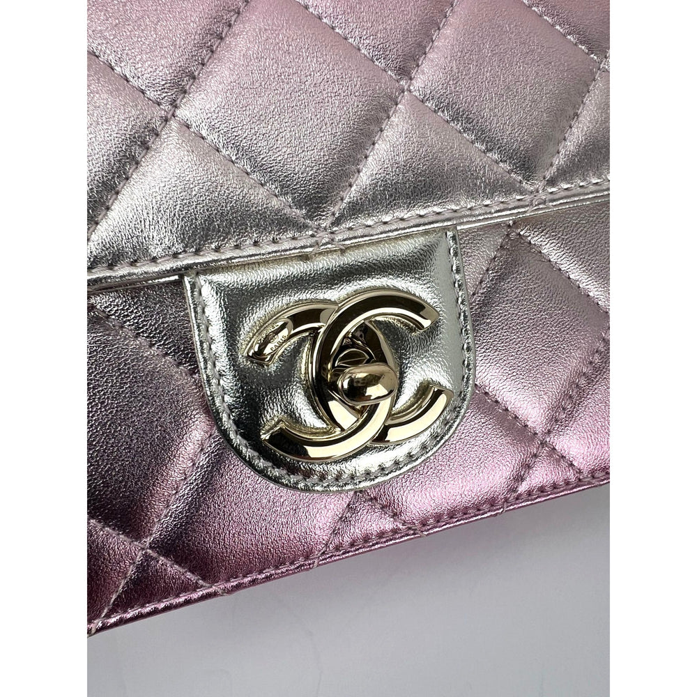 
                  
                    Chanel Metallic Lambskin Like a Wallet Flap Golden Pink Crossbody Bag
                  
                