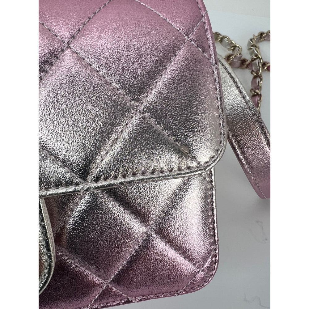 
                  
                    Chanel Metallic Lambskin Like a Wallet Flap Golden Pink Crossbody Bag
                  
                
