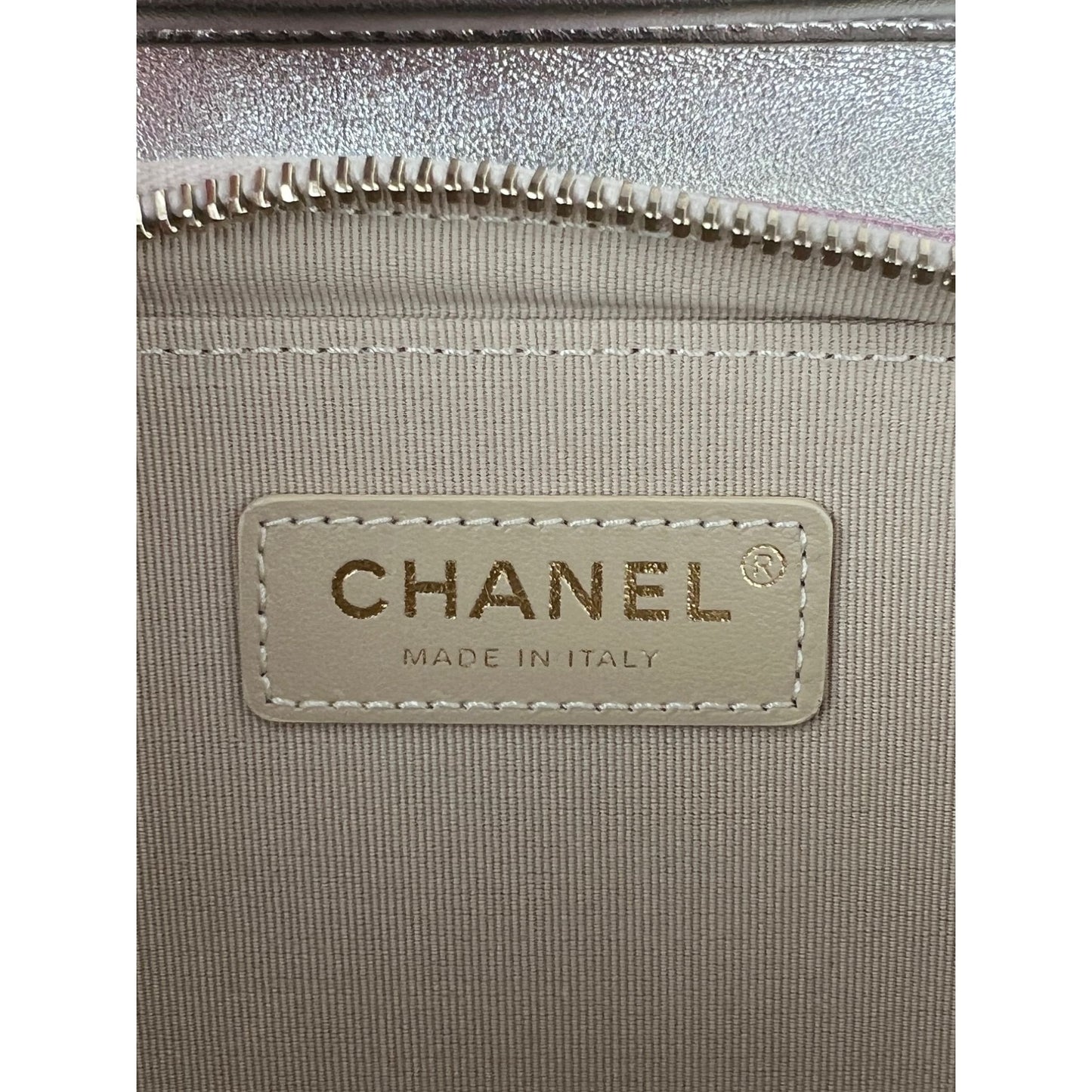 
                  
                    Chanel Metallic Lambskin Like a Wallet Flap Golden Pink Crossbody Bag
                  
                