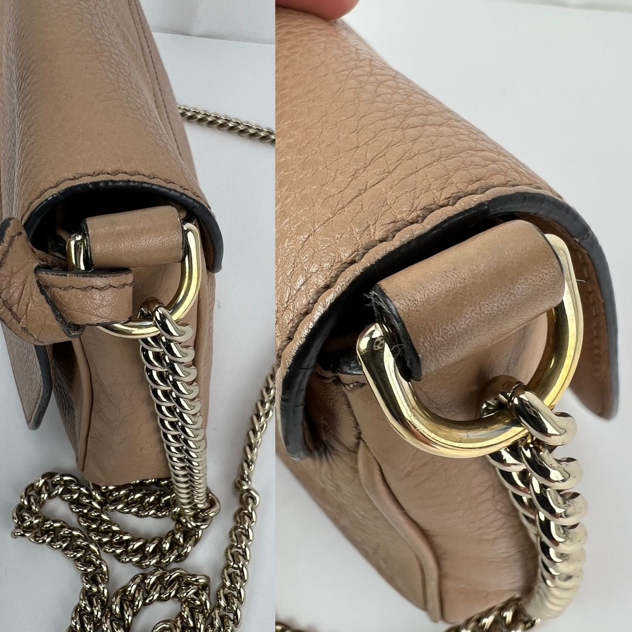 
                  
                    Gucci Soho Medium Flap Chain Leather Crossbody Bag Camelia Rose
                  
                