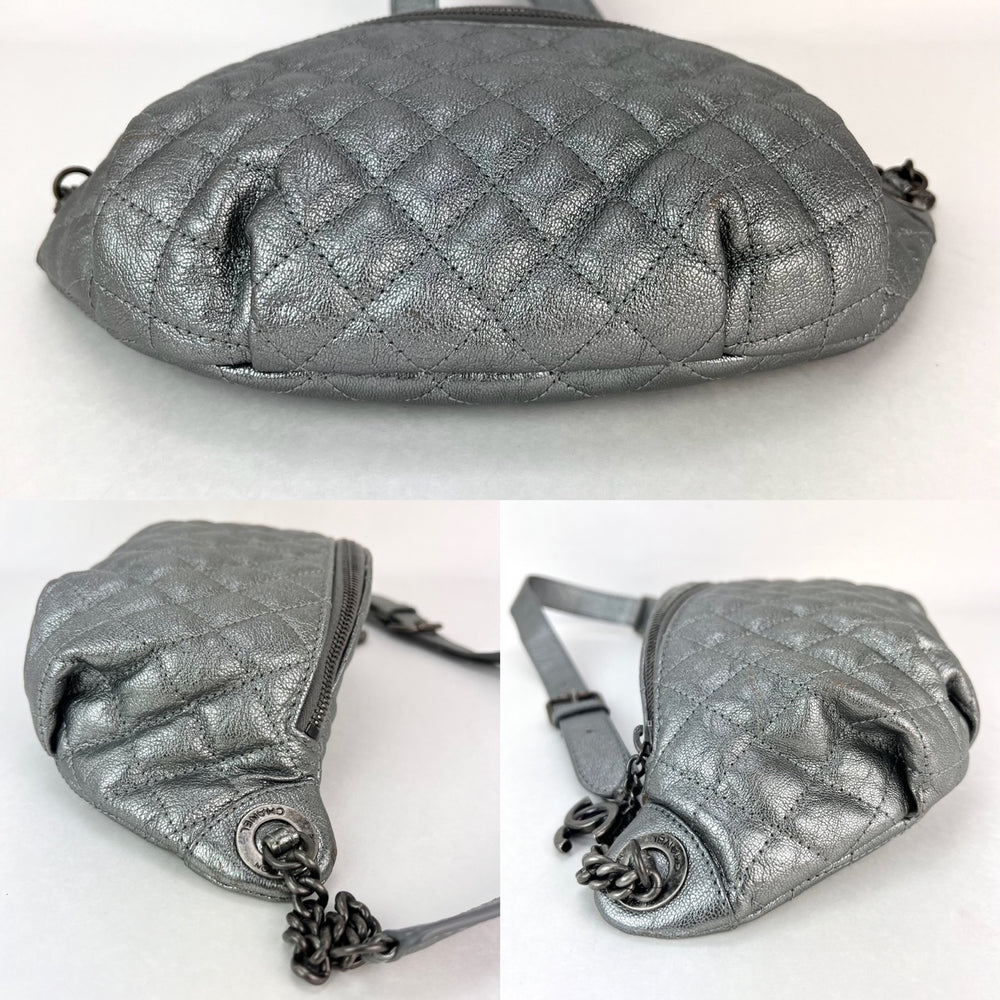 
                  
                    Chanel Metallic Dark Silver Calfskin Quilted Banane Fanny Pack Waist Bag
                  
                