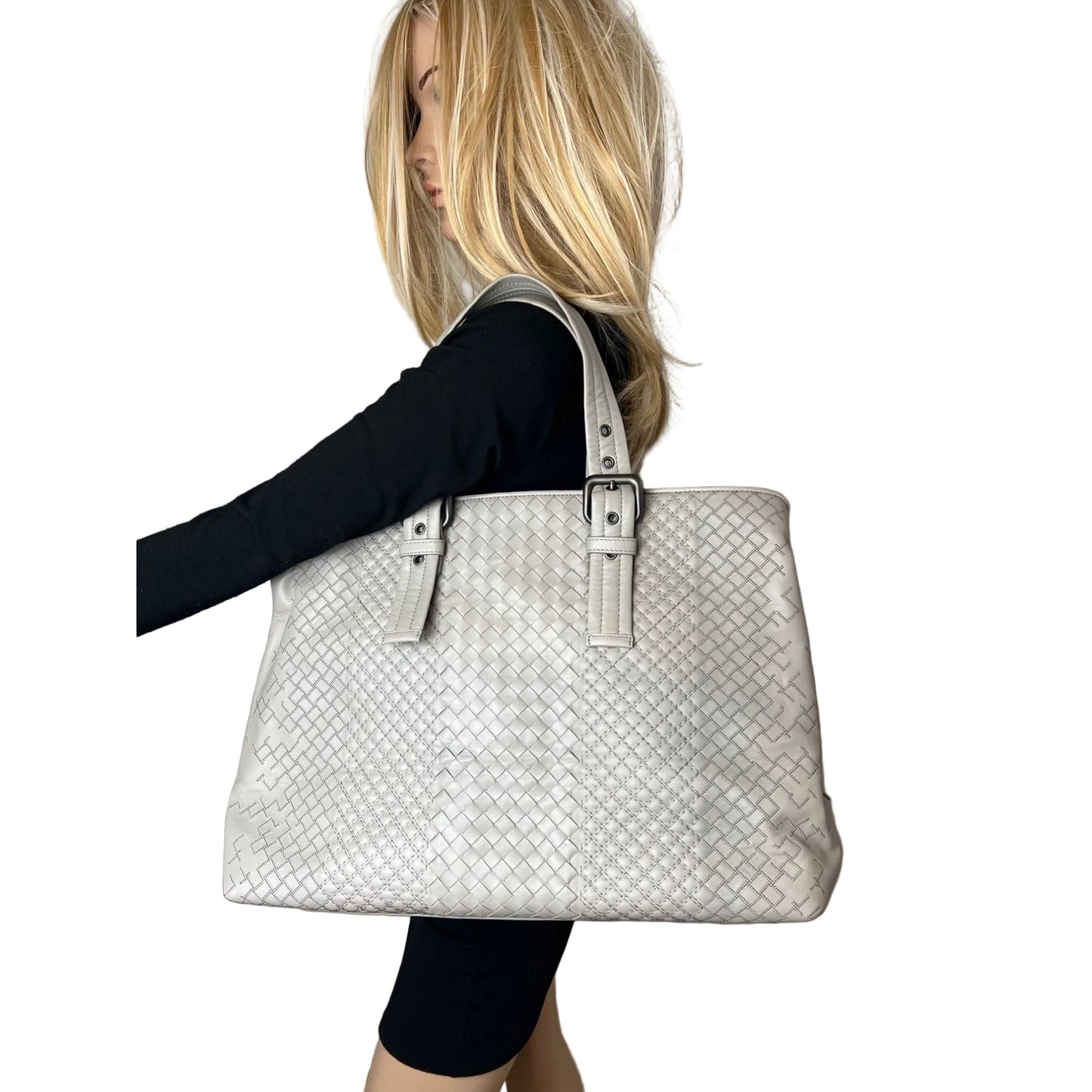 
                  
                    Bottega Veneta Roma Nappa Intreccio Medium Gray Tote Bag
                  
                