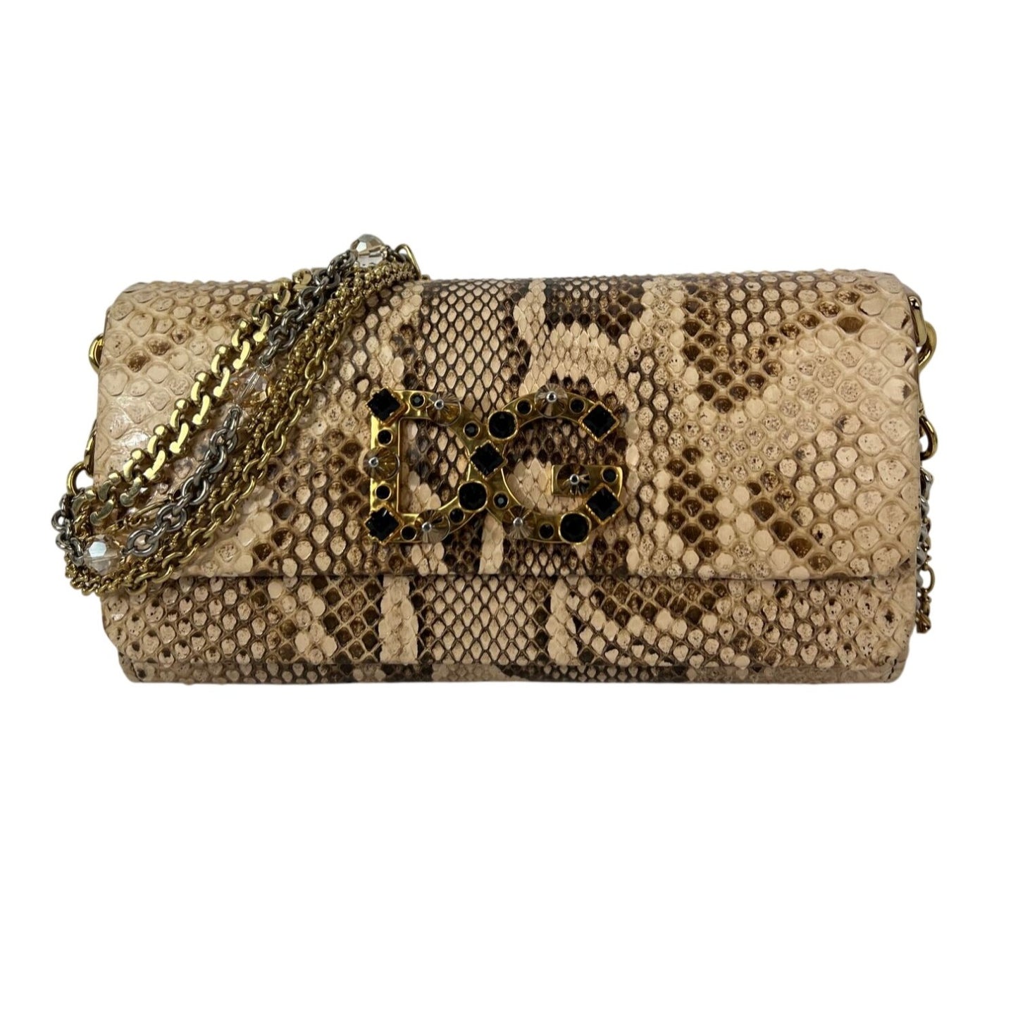 
                  
                    Dolce Gabbana Double Flap Snakeskin Clutch Shoulder Bag   Rare
                  
                