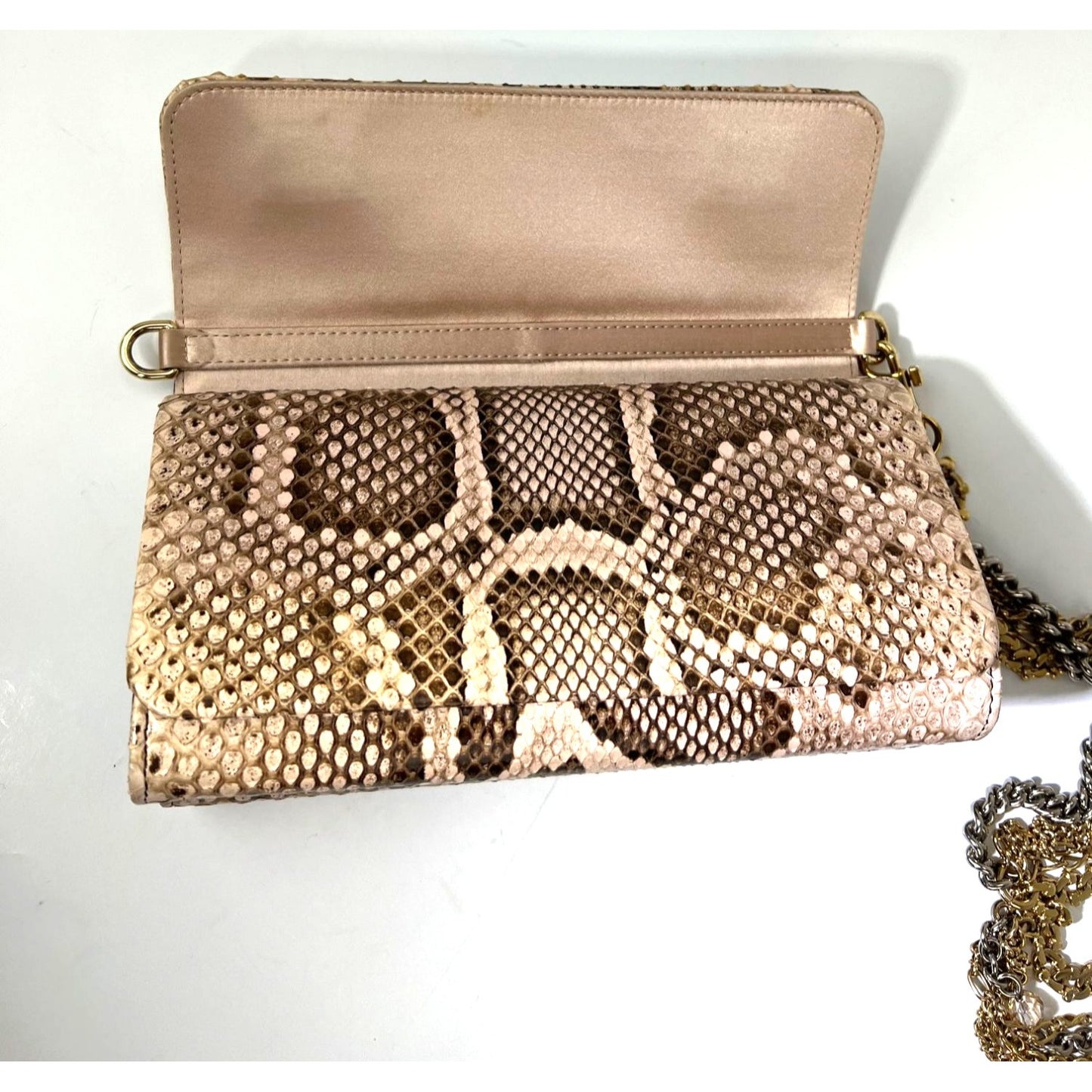 
                  
                    Dolce Gabbana Double Flap Snakeskin Clutch Shoulder Bag   Rare
                  
                