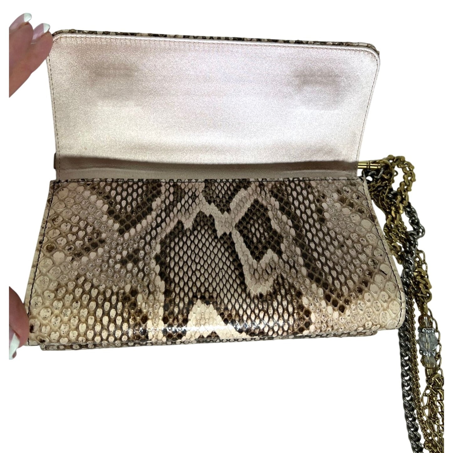 
                  
                    Dolce Gabbana Double Flap Snakeskin Clutch Shoulder Bag   Rare
                  
                
