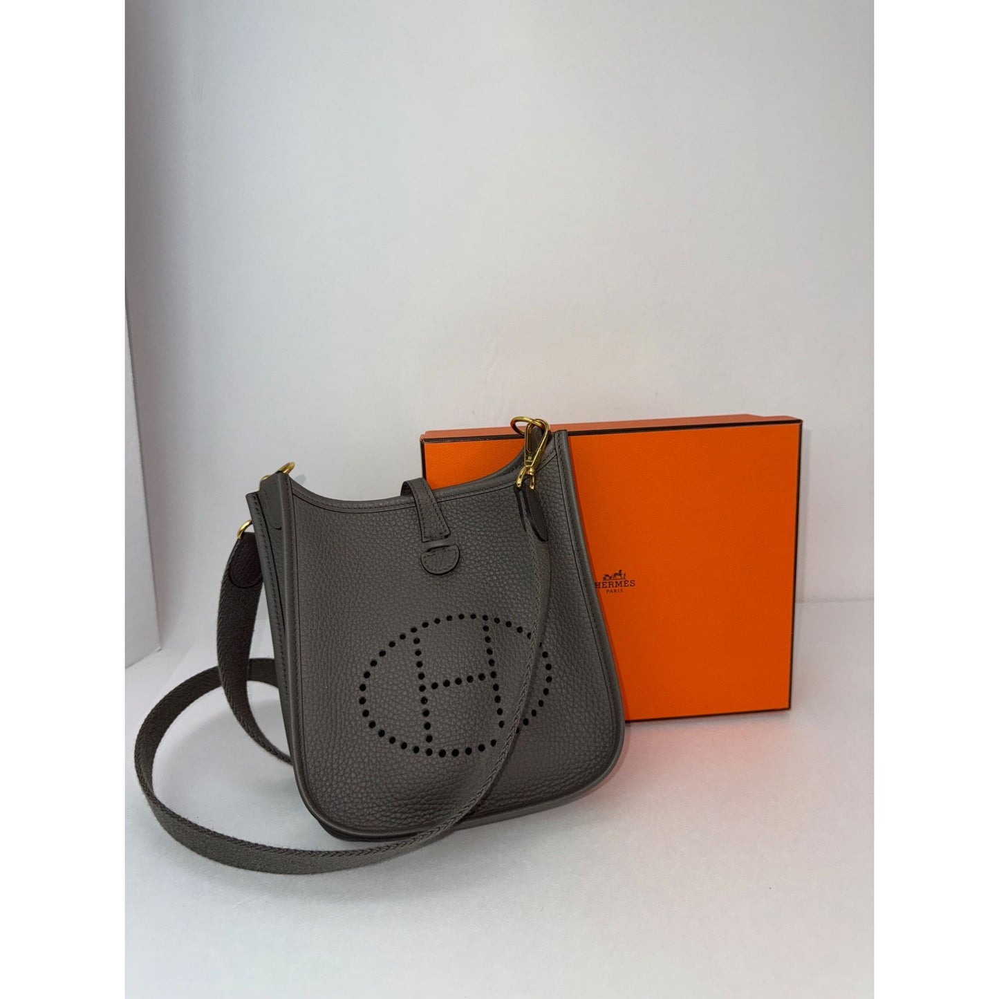 
                  
                    Hermes Taurillon Clemence Evelyne TPM Etoupe Crossbody Bag
                  
                