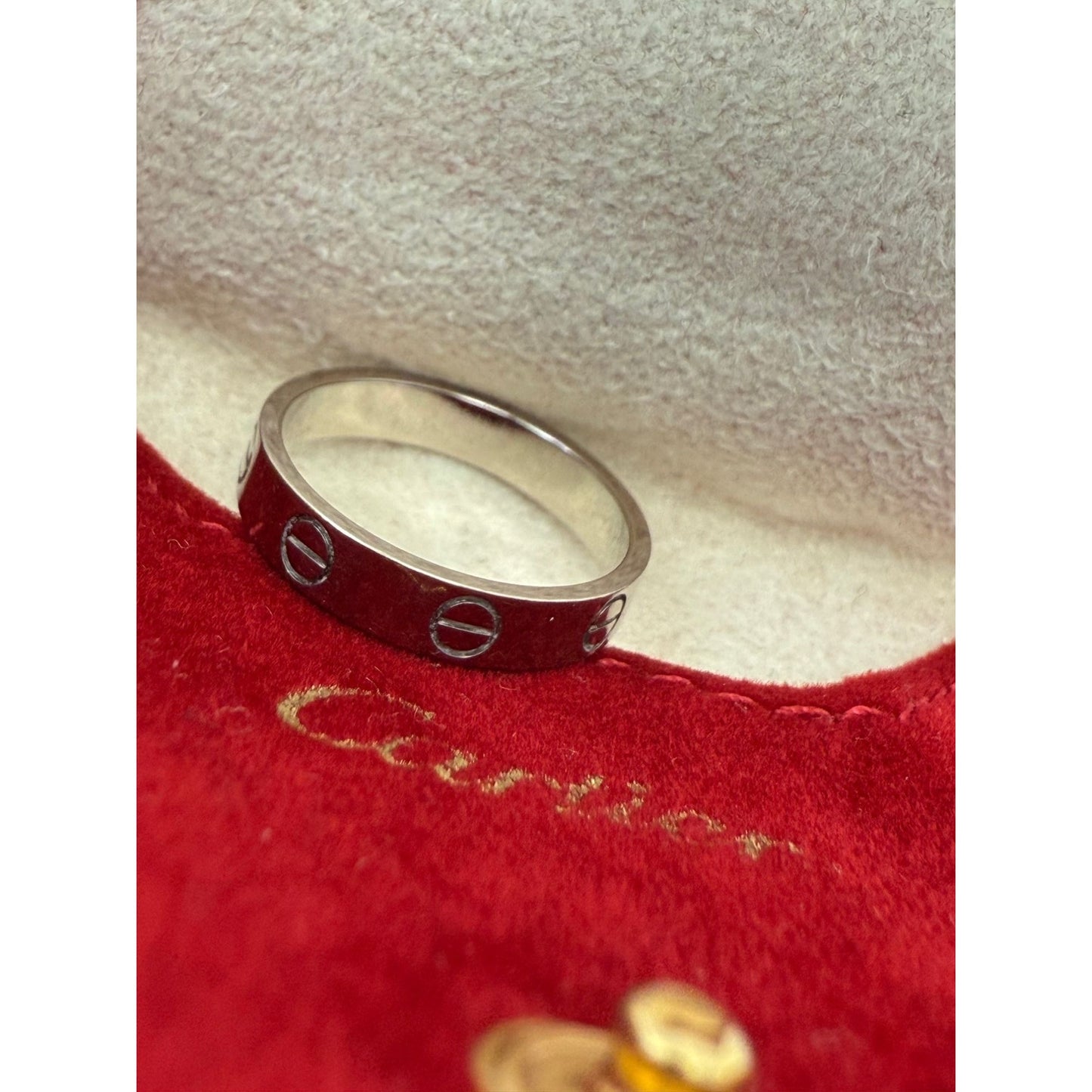 
                  
                    Cartier 18 K White Gold Love Small Model Wedding Band Ring Size 6 USA
                  
                