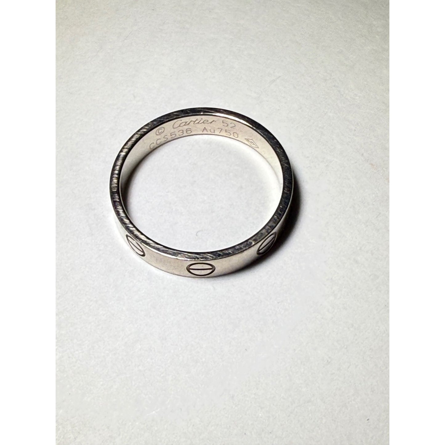
                  
                    Cartier 18 K White Gold Love Small Model Wedding Band Ring Size 6 USA
                  
                