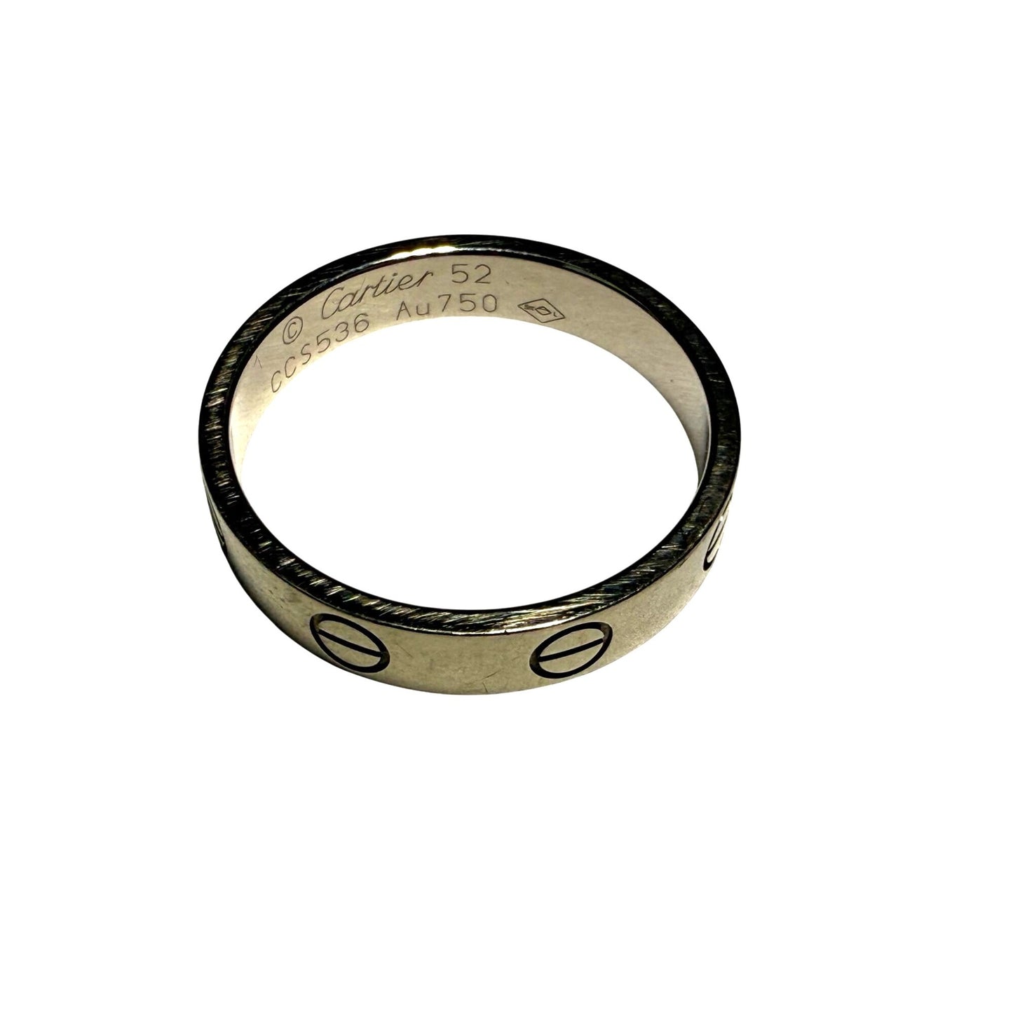 
                  
                    Cartier 18 K White Gold Love Small Model Wedding Band Ring Size 6 USA
                  
                