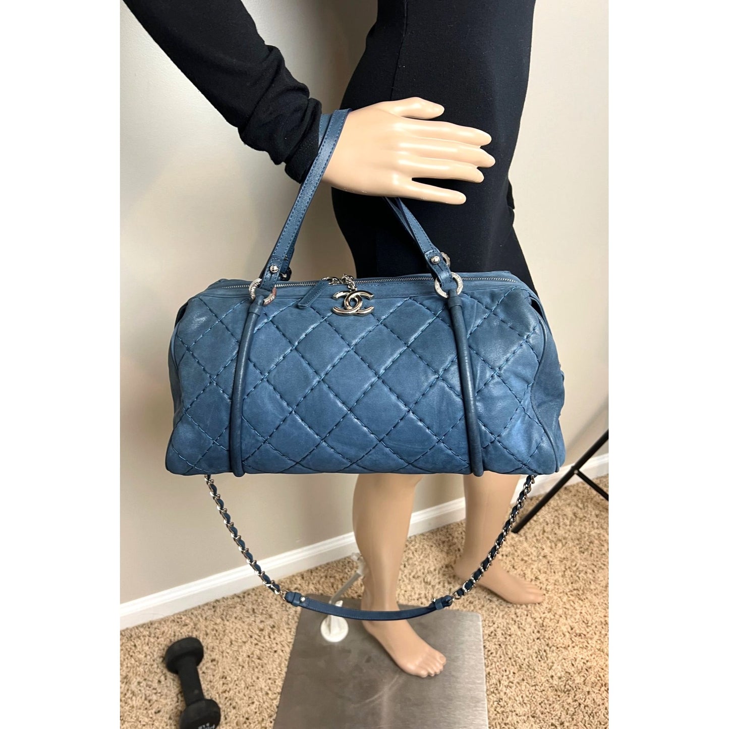
                  
                    Chanel Relax CC Quilted Calfskin Suede Iridescent Blue Bowler Bag
                  
                