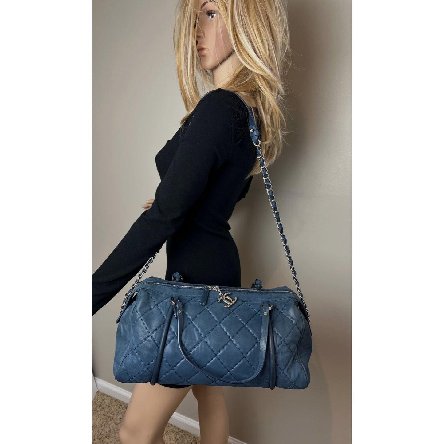 
                  
                    Chanel Relax CC Quilted Calfskin Suede Iridescent Blue Bowler Bag
                  
                