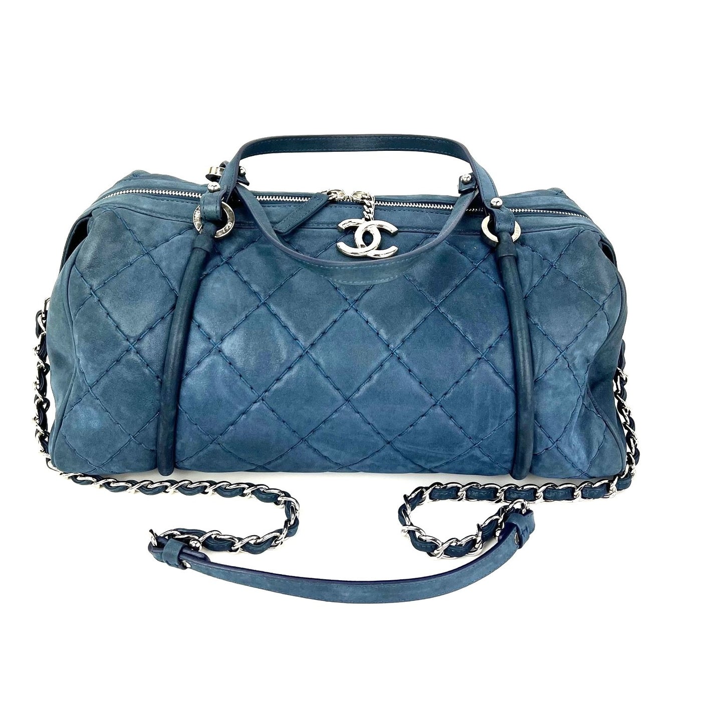 
                  
                    Chanel Relax CC Quilted Calfskin Suede Iridescent Blue Bowler Bag
                  
                