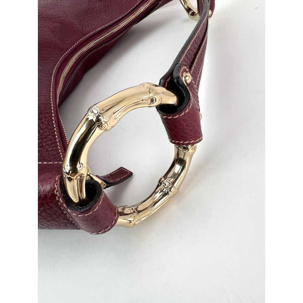 
                  
                    Gucci Half Moon Burgundy Leather Bamboo Ring Hobo Bag
                  
                