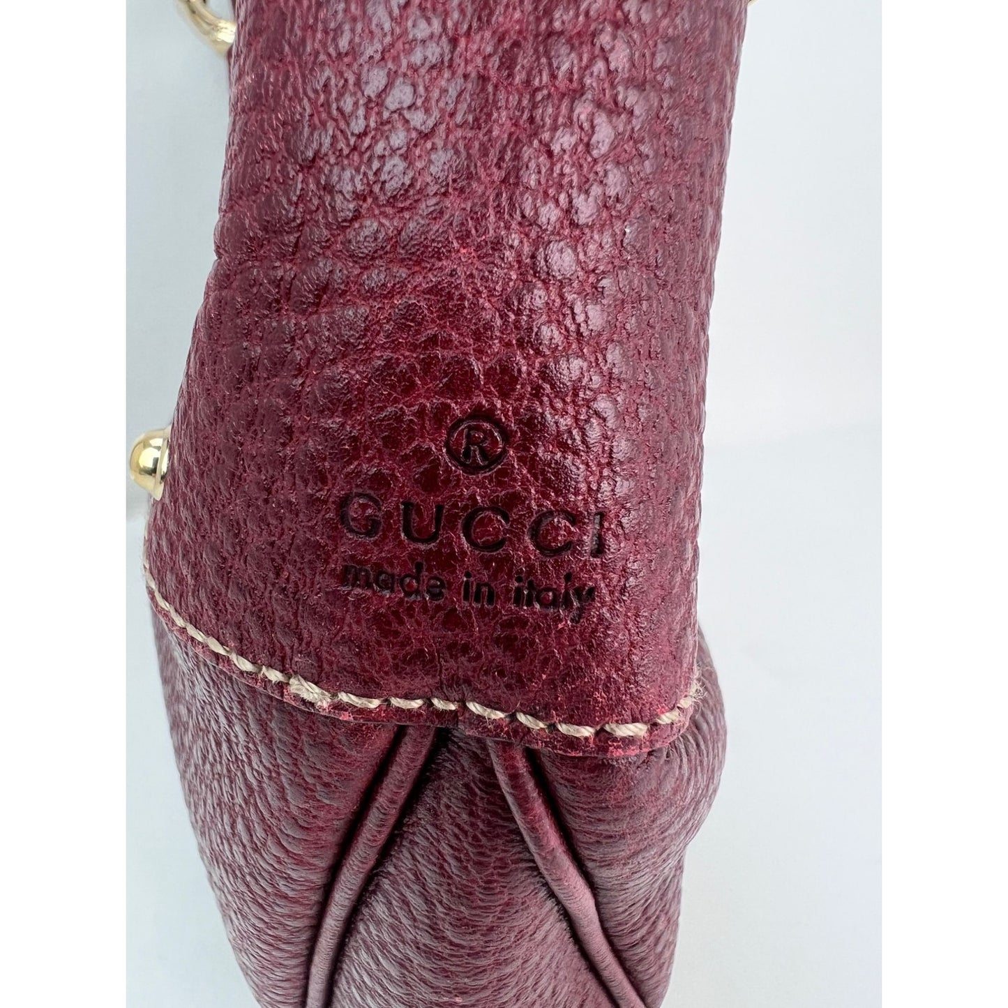 
                  
                    Gucci Half Moon Burgundy Leather Bamboo Ring Hobo Bag
                  
                