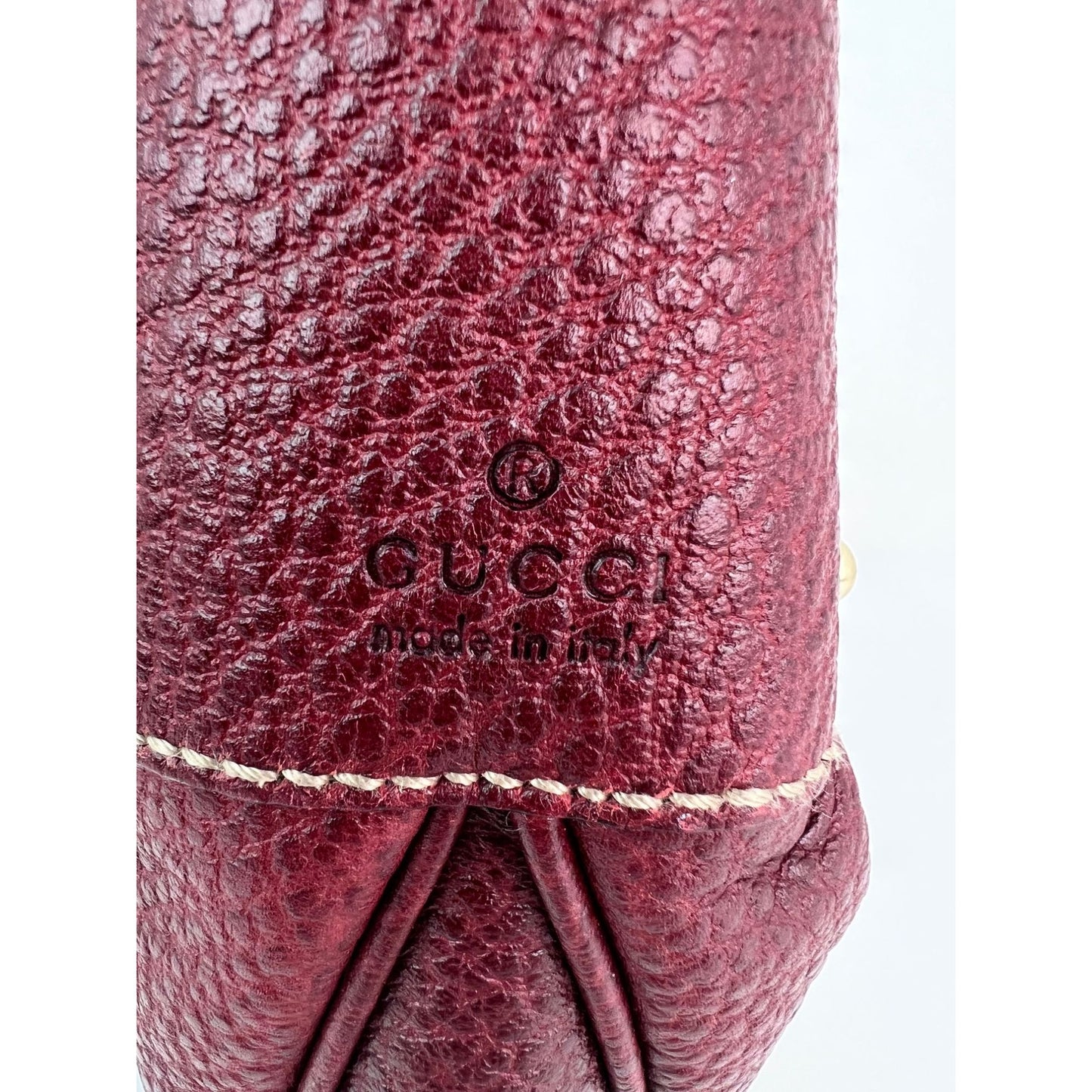 
                  
                    Gucci Half Moon Burgundy Leather Bamboo Ring Hobo Bag
                  
                