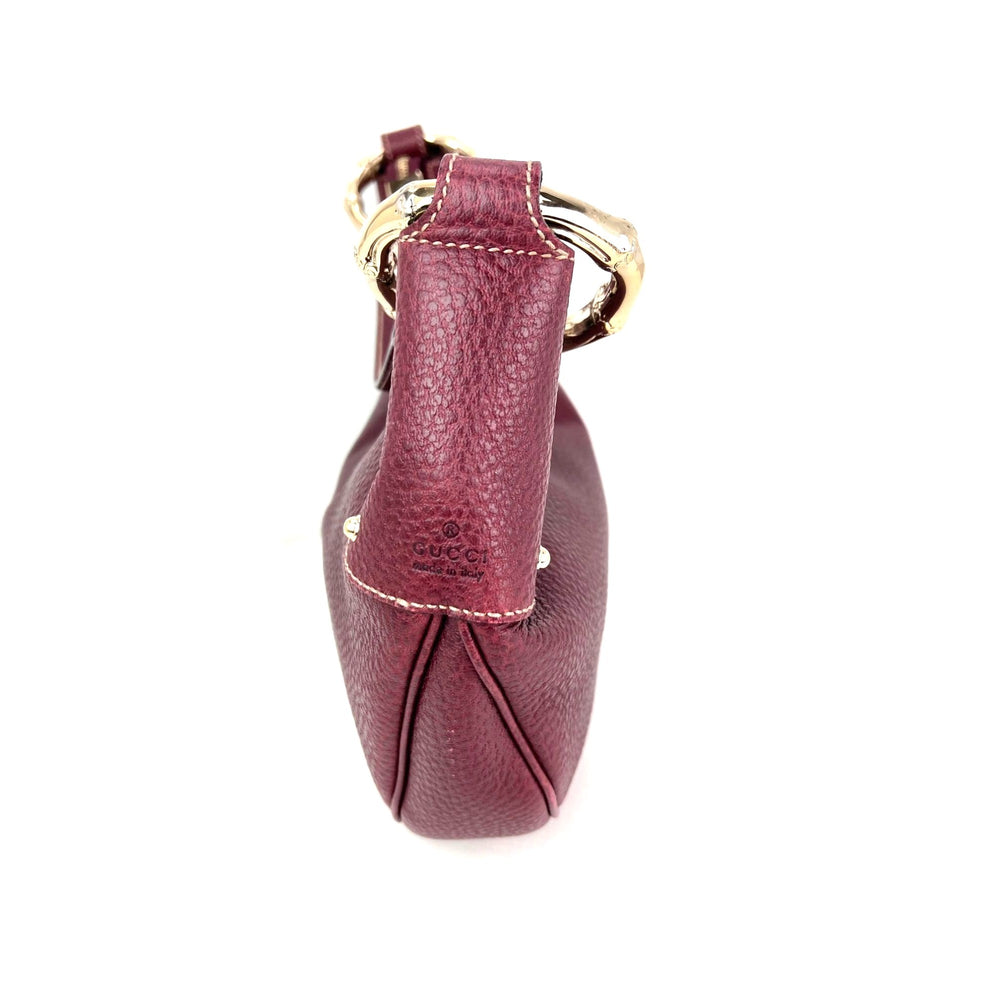 
                  
                    Gucci Half Moon Burgundy Leather Bamboo Ring Hobo Bag
                  
                