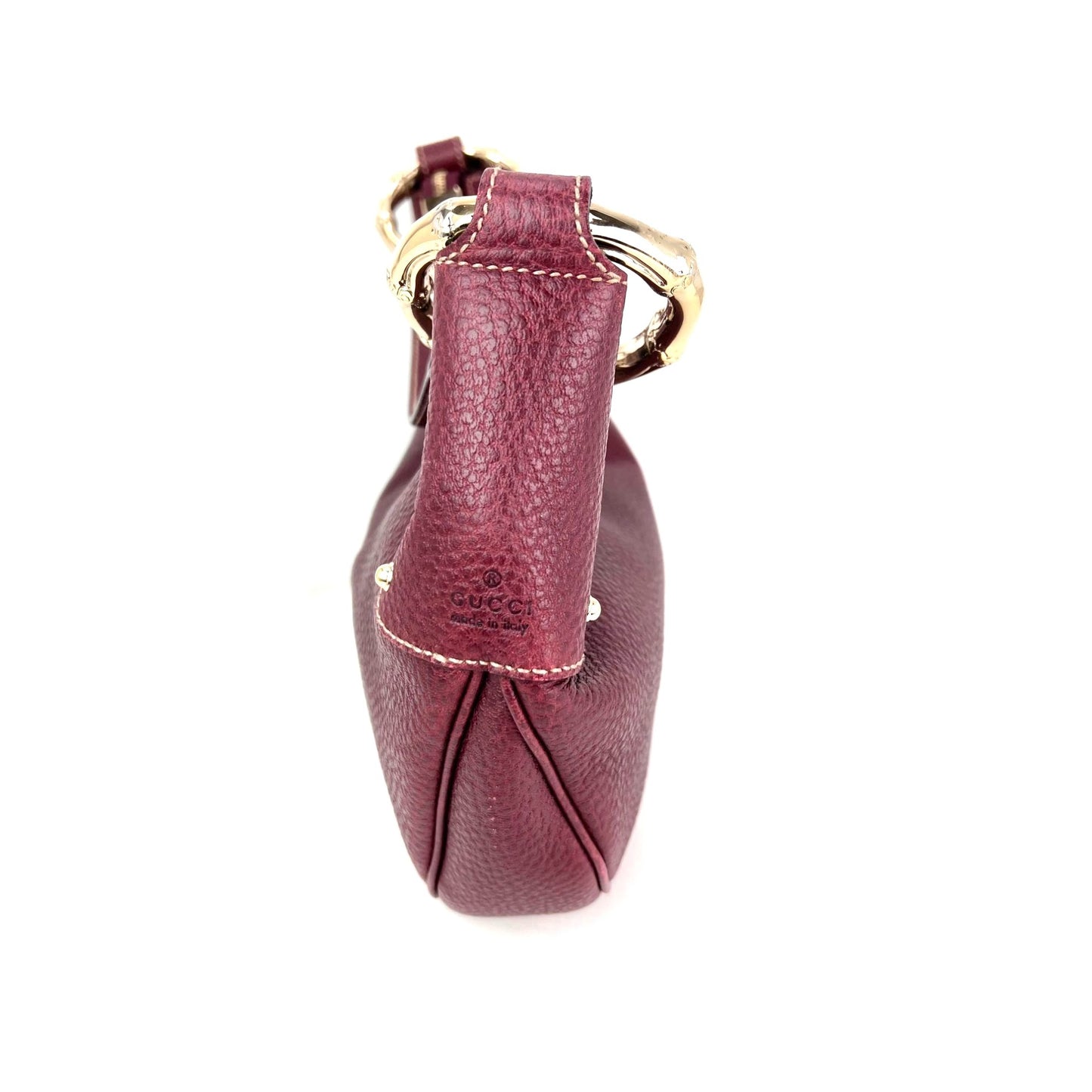 
                  
                    Gucci Half Moon Burgundy Leather Bamboo Ring Hobo Bag
                  
                