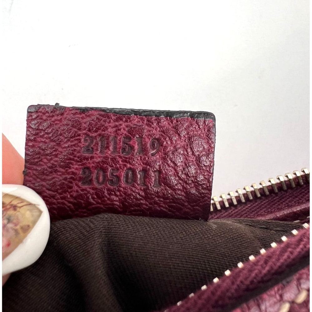
                  
                    Gucci Half Moon Burgundy Leather Bamboo Ring Hobo Bag
                  
                