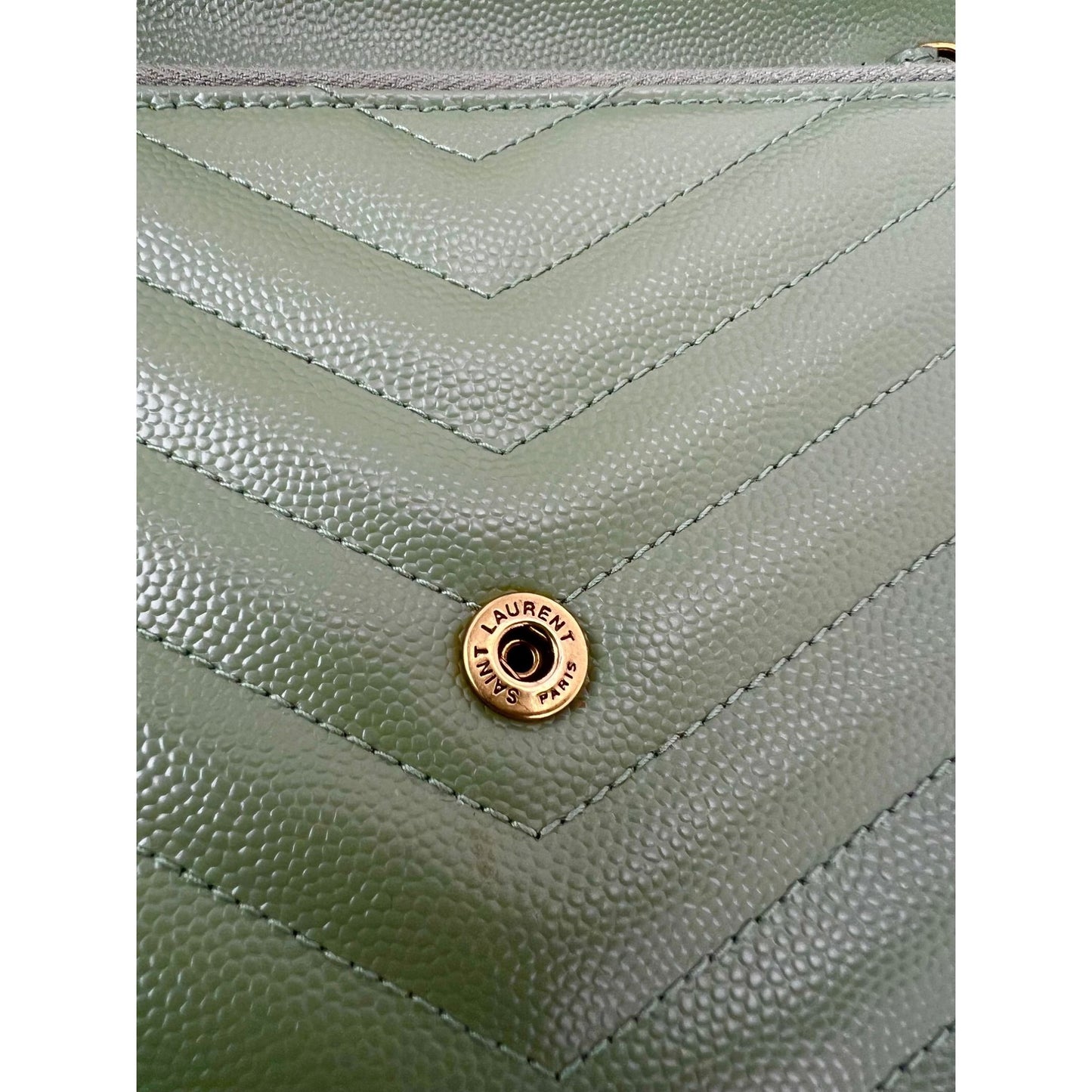 
                  
                    Saint Laurent Green Leather Envelope Chain Shoulder Bag
                  
                