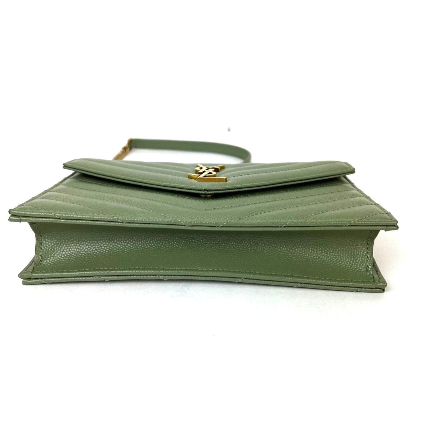 
                  
                    Saint Laurent Green Leather Envelope Chain Shoulder Bag
                  
                