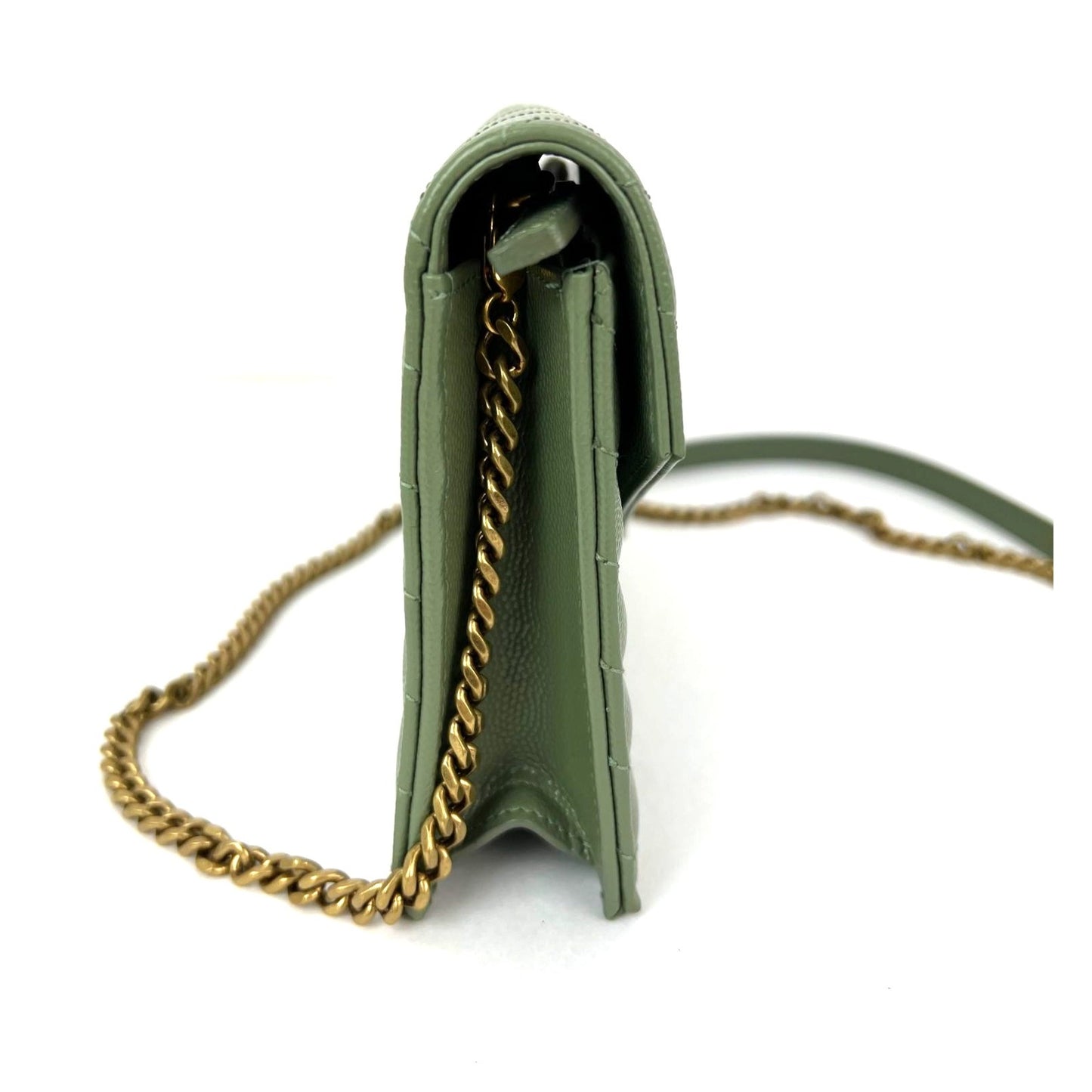 
                  
                    Saint Laurent Green Leather Envelope Chain Shoulder Bag
                  
                