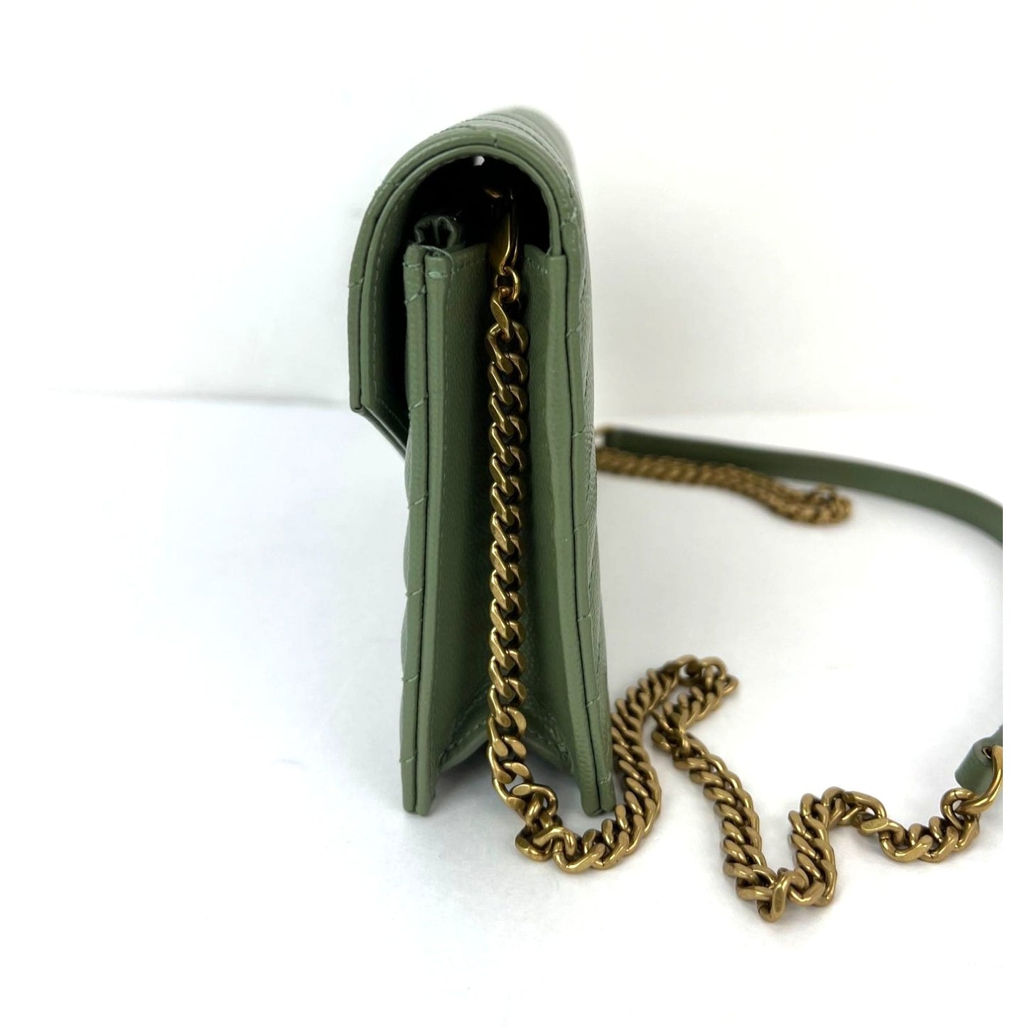 
                  
                    Saint Laurent Green Leather Envelope Chain Shoulder Bag
                  
                