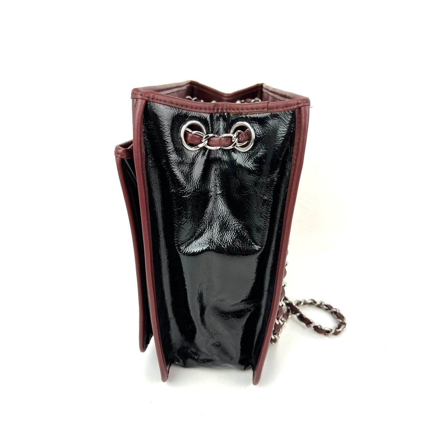 
                  
                    Chanel Chocolate Bar Chain Black Patient Leather Tote Bag EBAY LIVE
                  
                