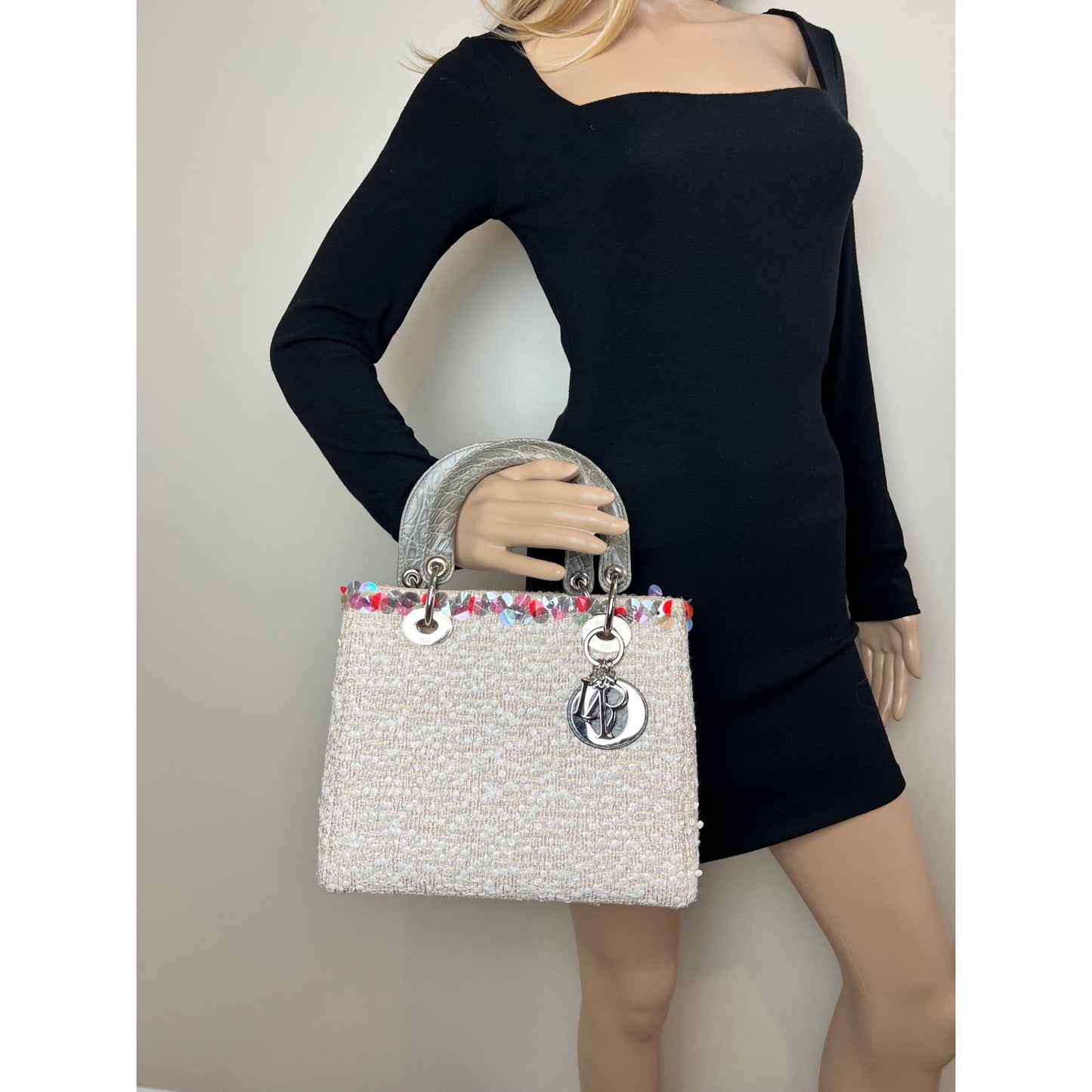 
                  
                    Christian Dior Sequins Tweed Medium Lady Dior Light Pink Bag
                  
                