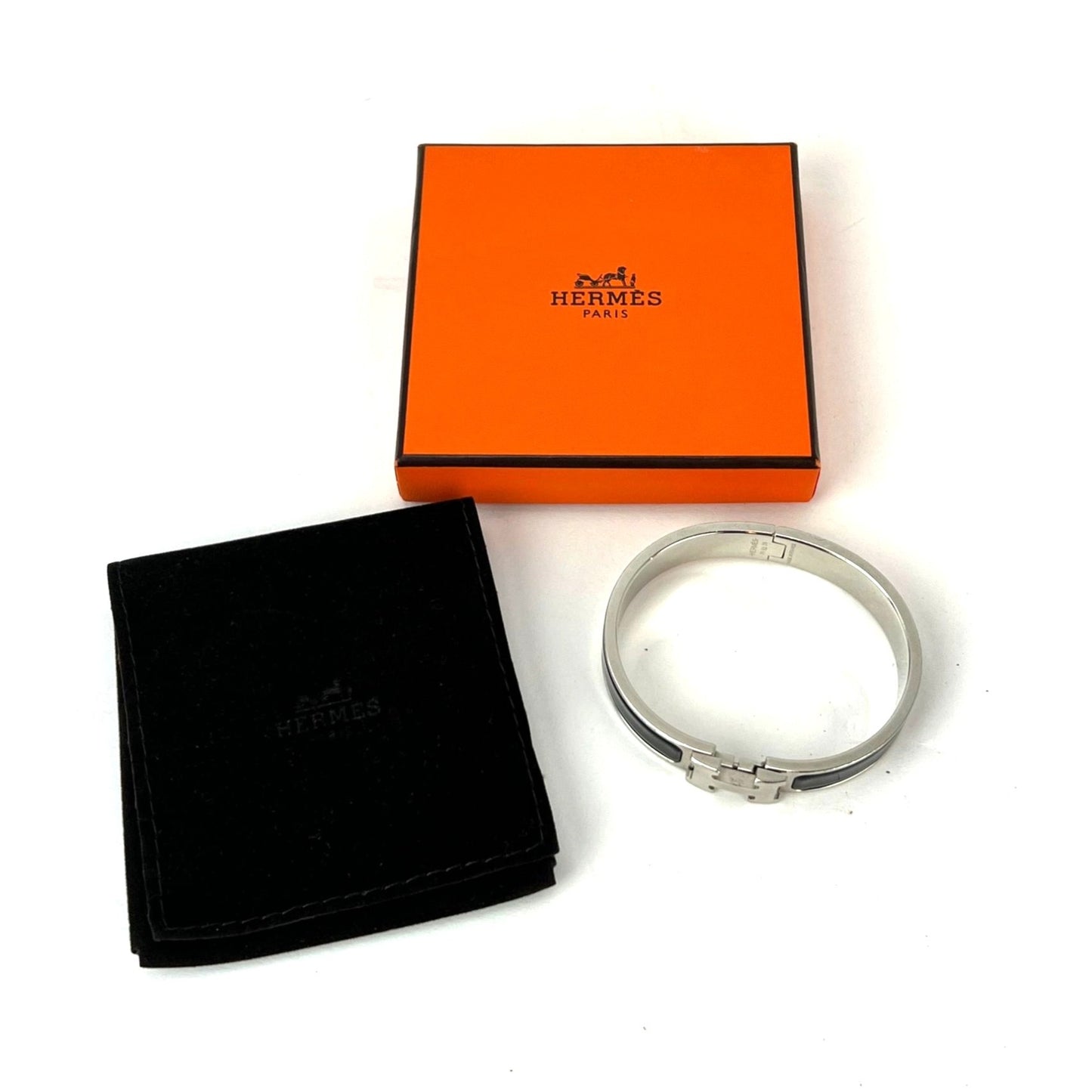 
                  
                    Hermes Clic H Bracelet Narrow Black Silver Finish
                  
                