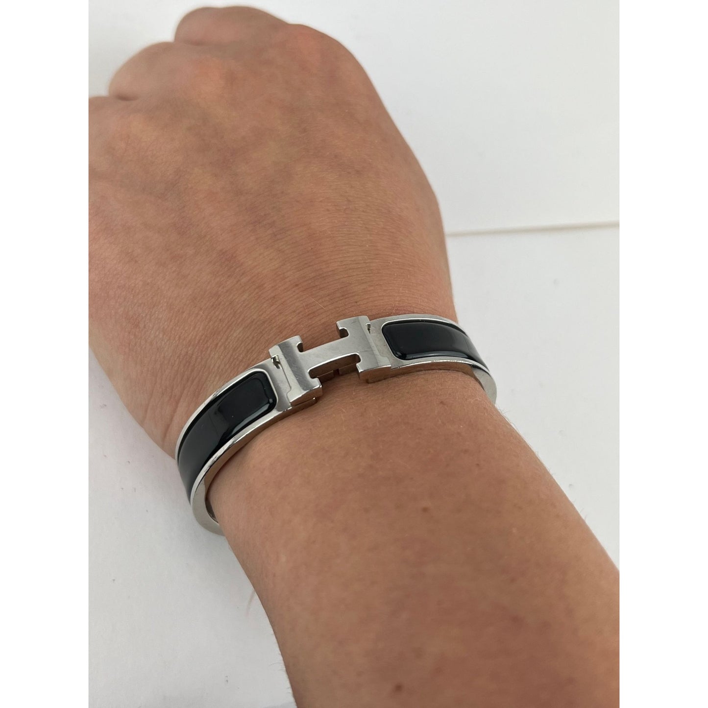 
                  
                    Hermes Clic H Bracelet Narrow Black Silver Finish
                  
                