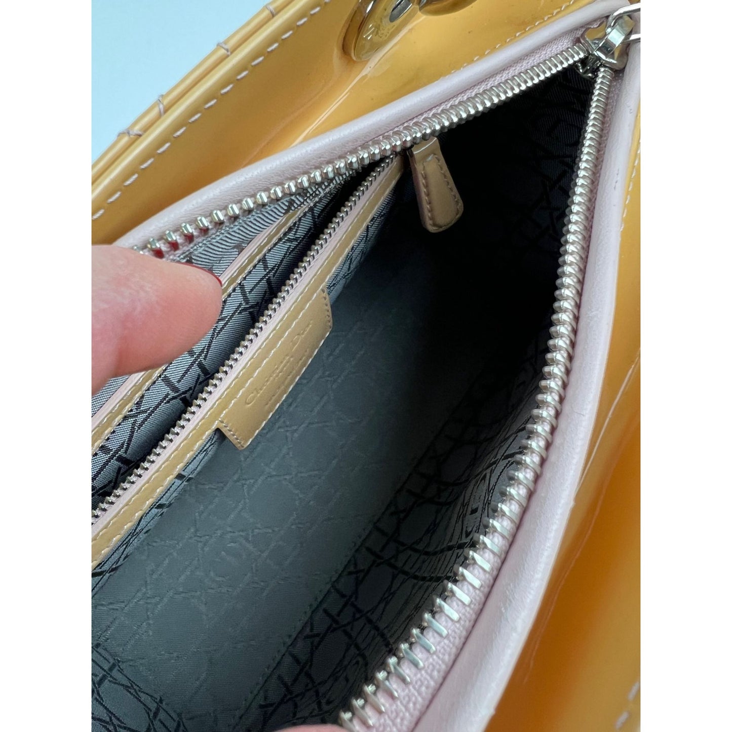 
                  
                    Christian Dior Yellow Patent Leather Cannage Medium Lady Dior Bag
                  
                