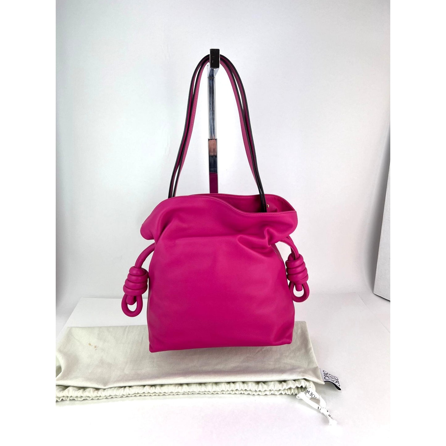 
                  
                    Loewe Nappa Pink Flamenco Medium Knot Shoulder Bag
                  
                